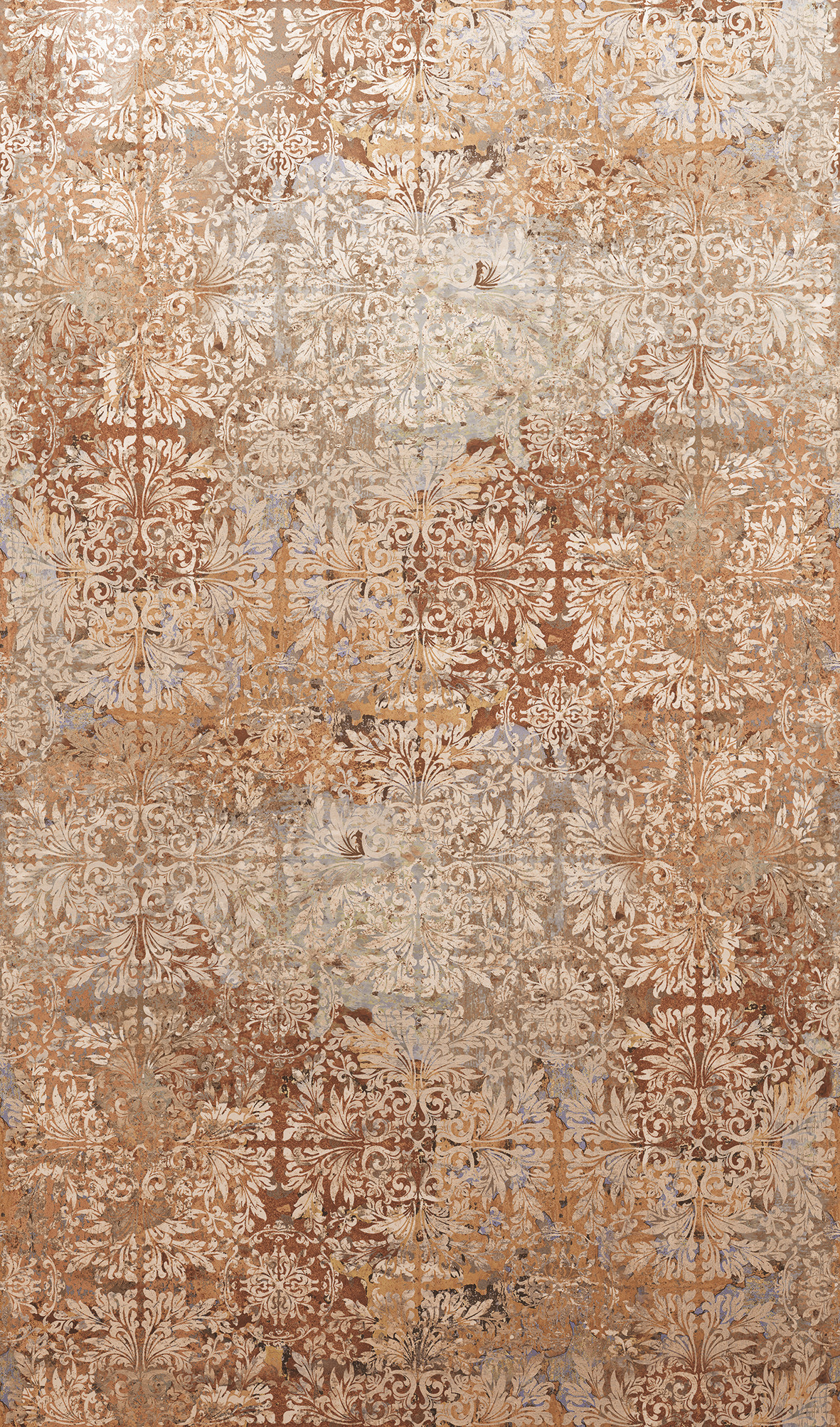 Vintage stijl behang Fotobehang beige, rood,Ornamental 2,70 x 1,59 m