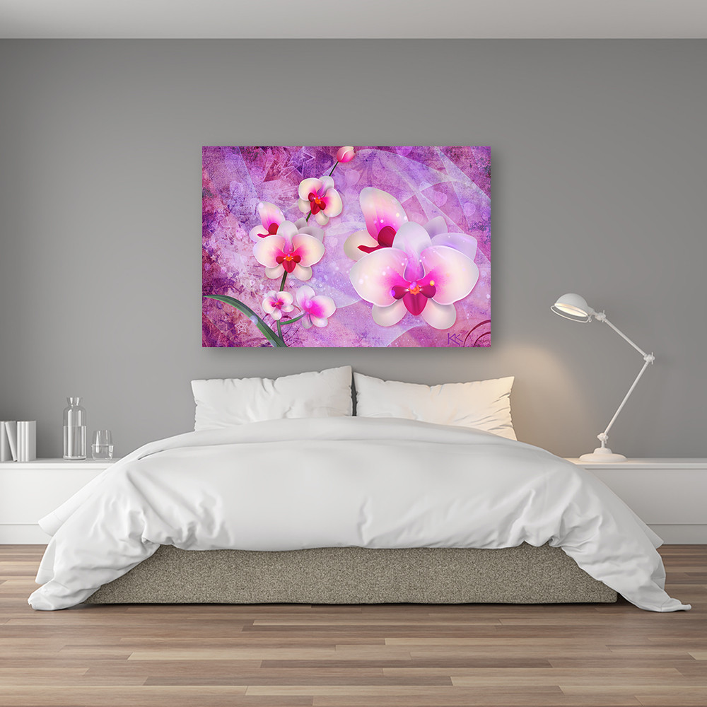 Canvasbillede, Abstraktion af orkidéblomster