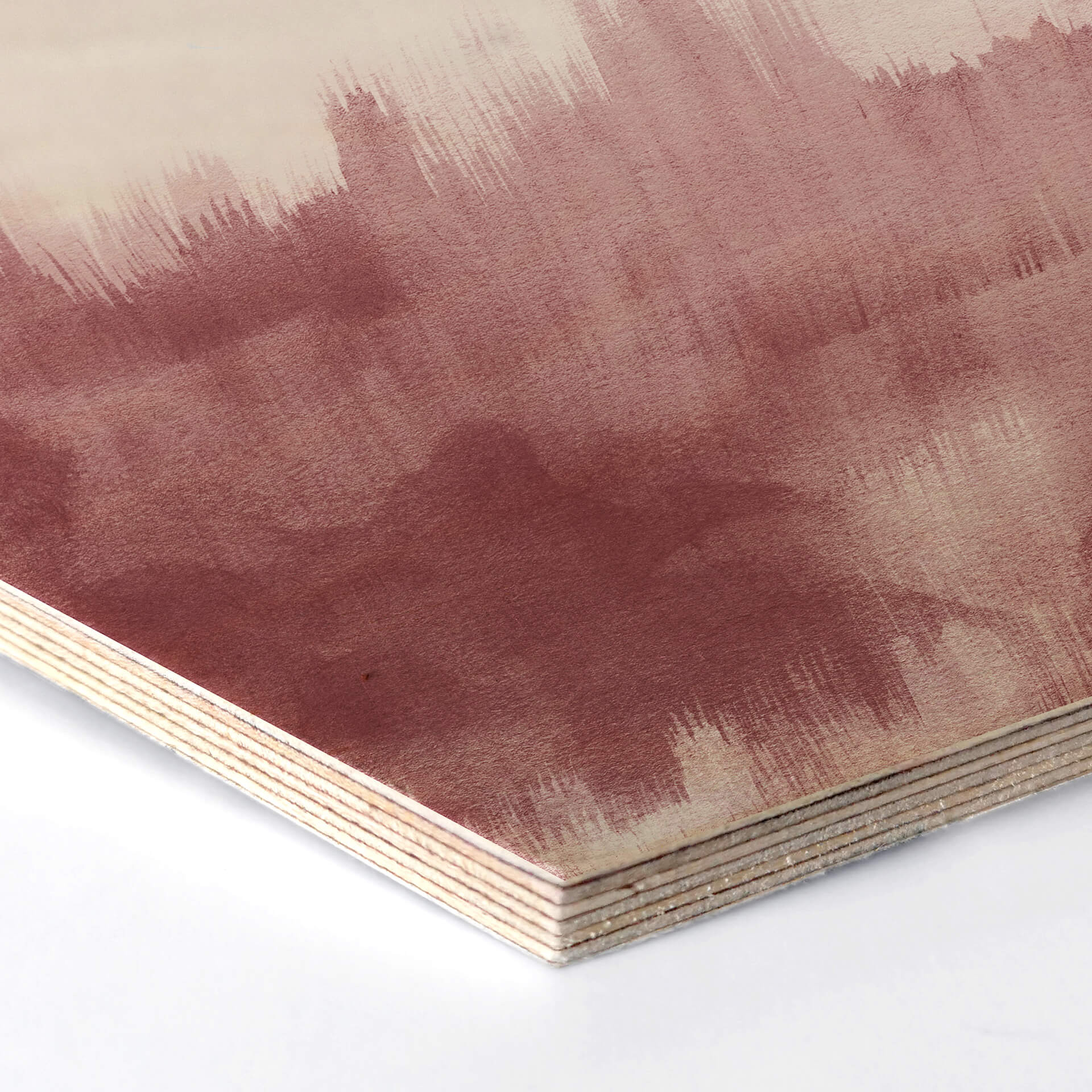 Hexagone - Placage bois de bouleau - Nouveauprints - Coups de pinceau d'aquarelle (rose)