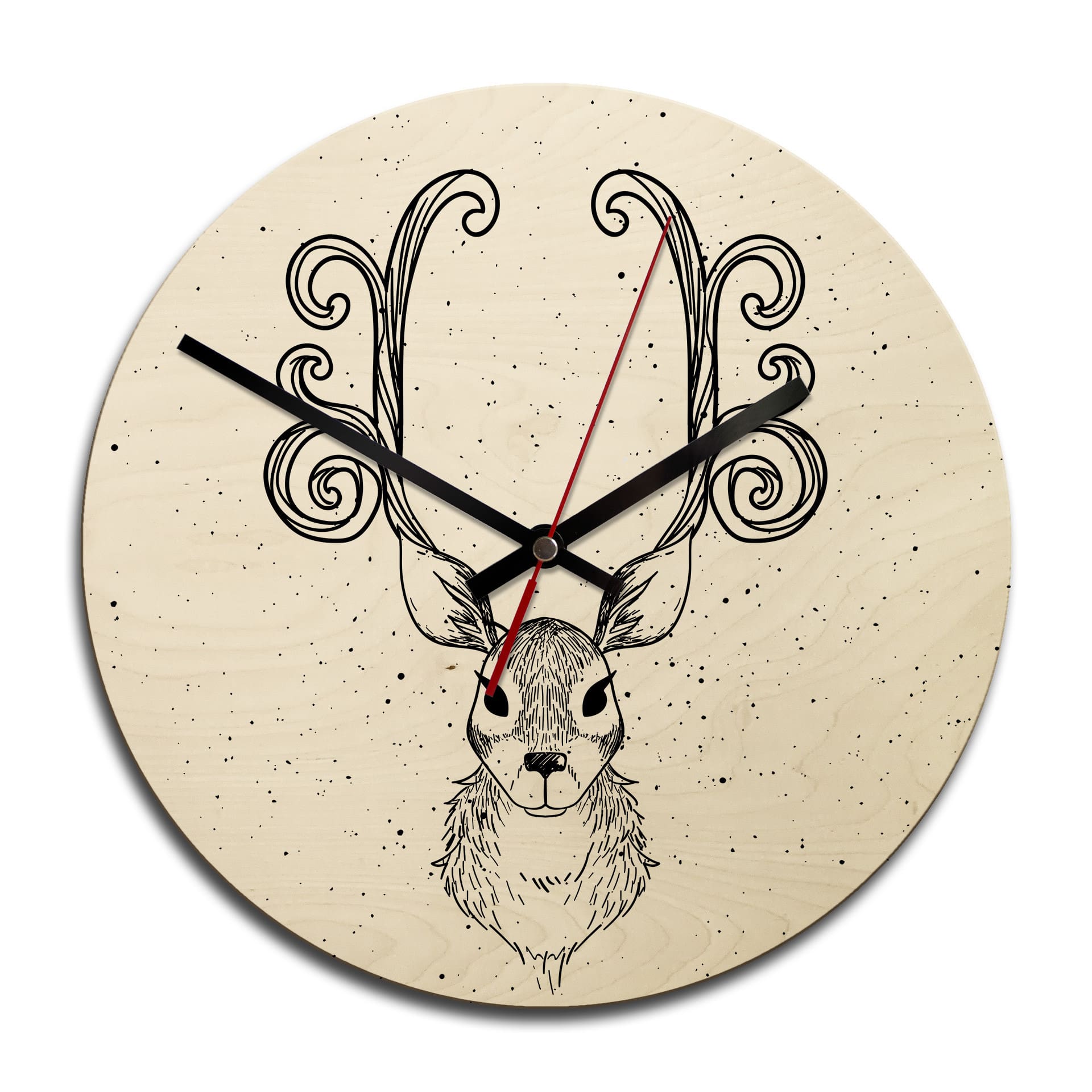 Horloge murale en bois - Cerf