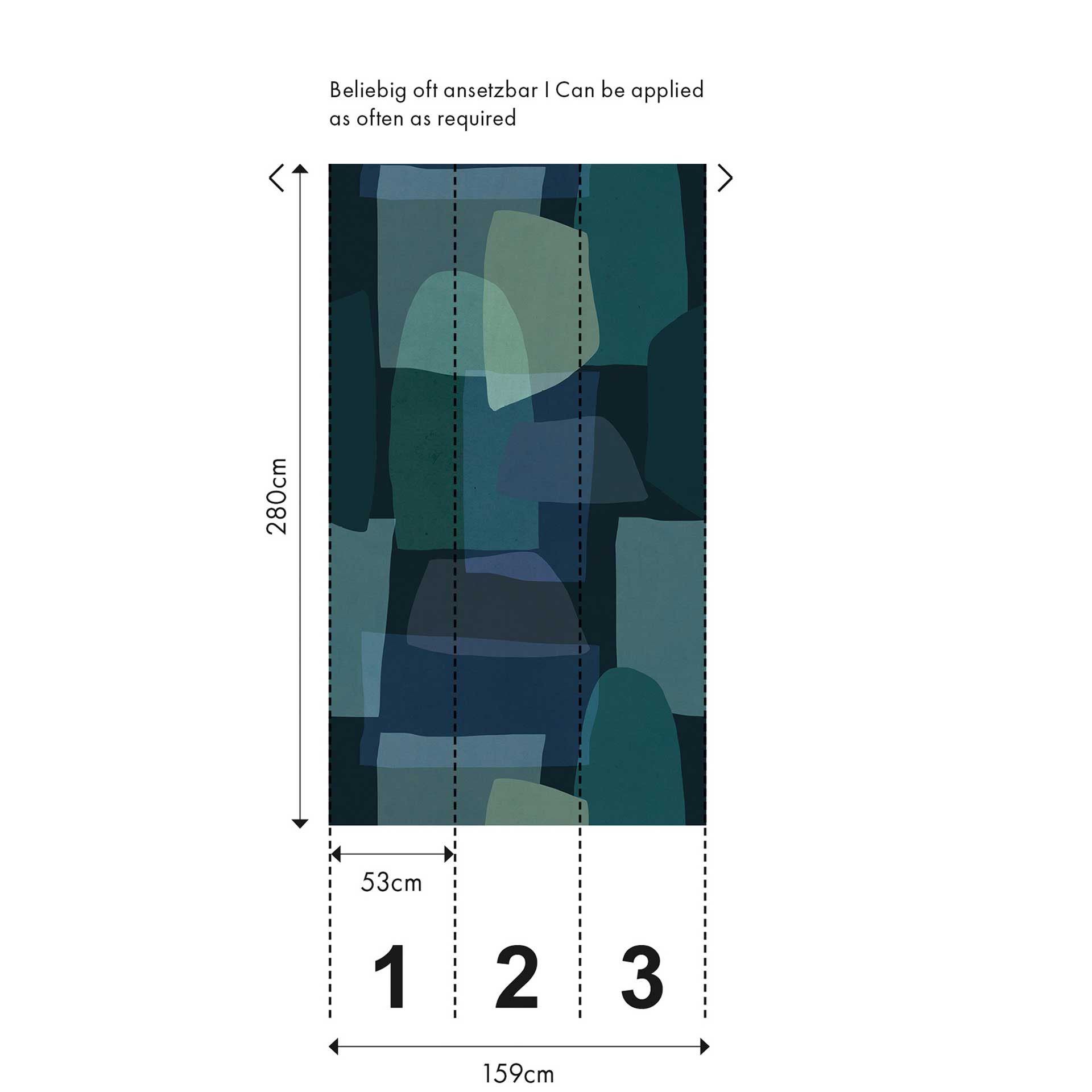 Abstract fotobehang blauw groen - Vliesbehang met organische vormen - modern design behang