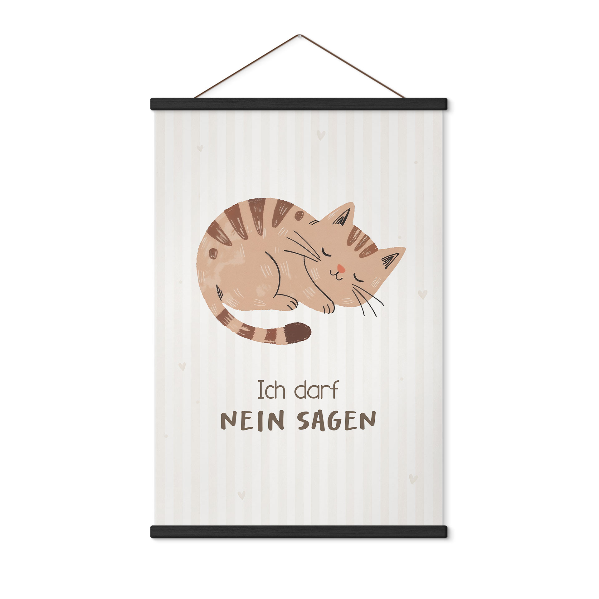 Stoffbild mit Katze - Selbstliebe-Spruch 'Ich darf nein sagen' für Kinder