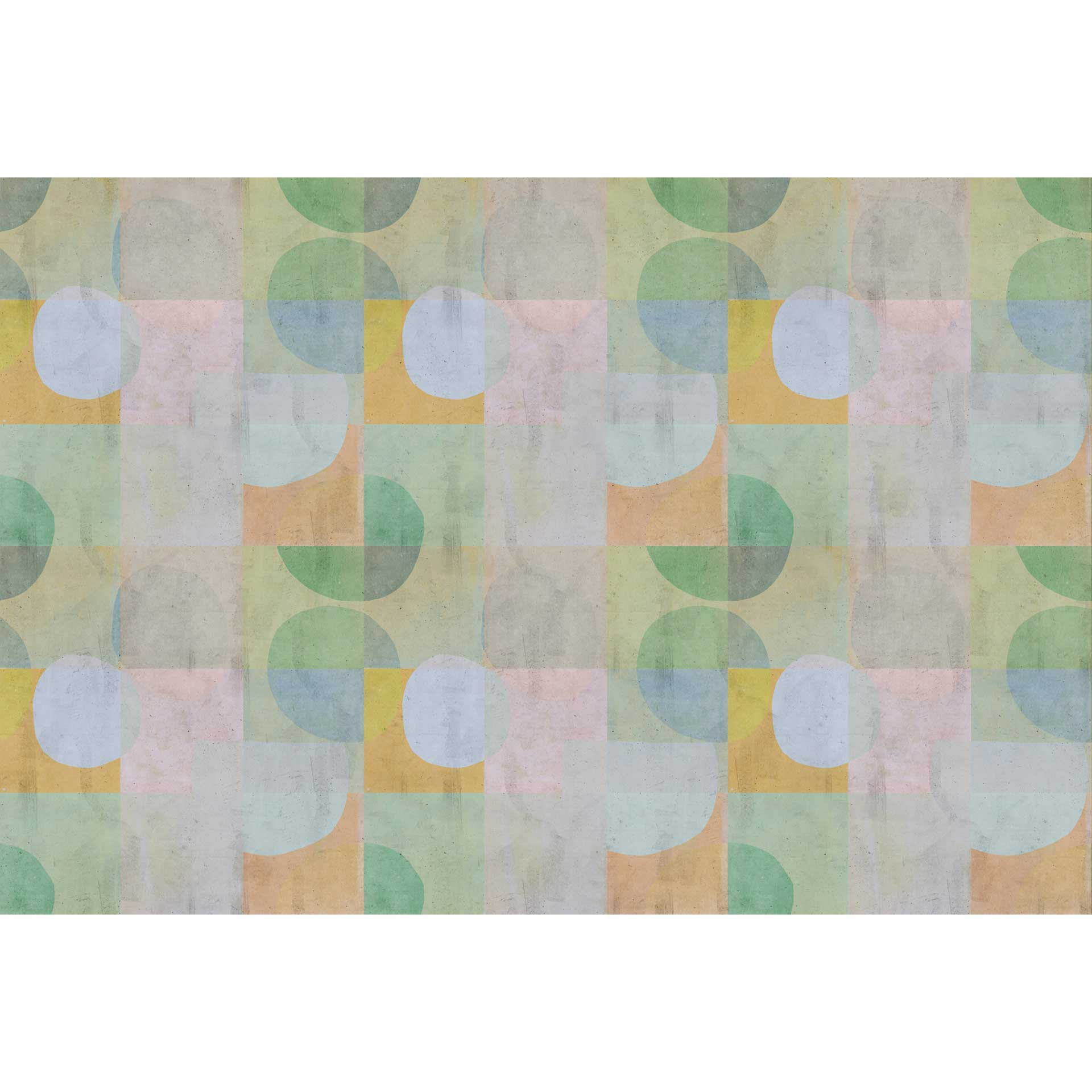 Geometrisch behang in pastelkleuren - zacht vliesbehang met cirkelmotief