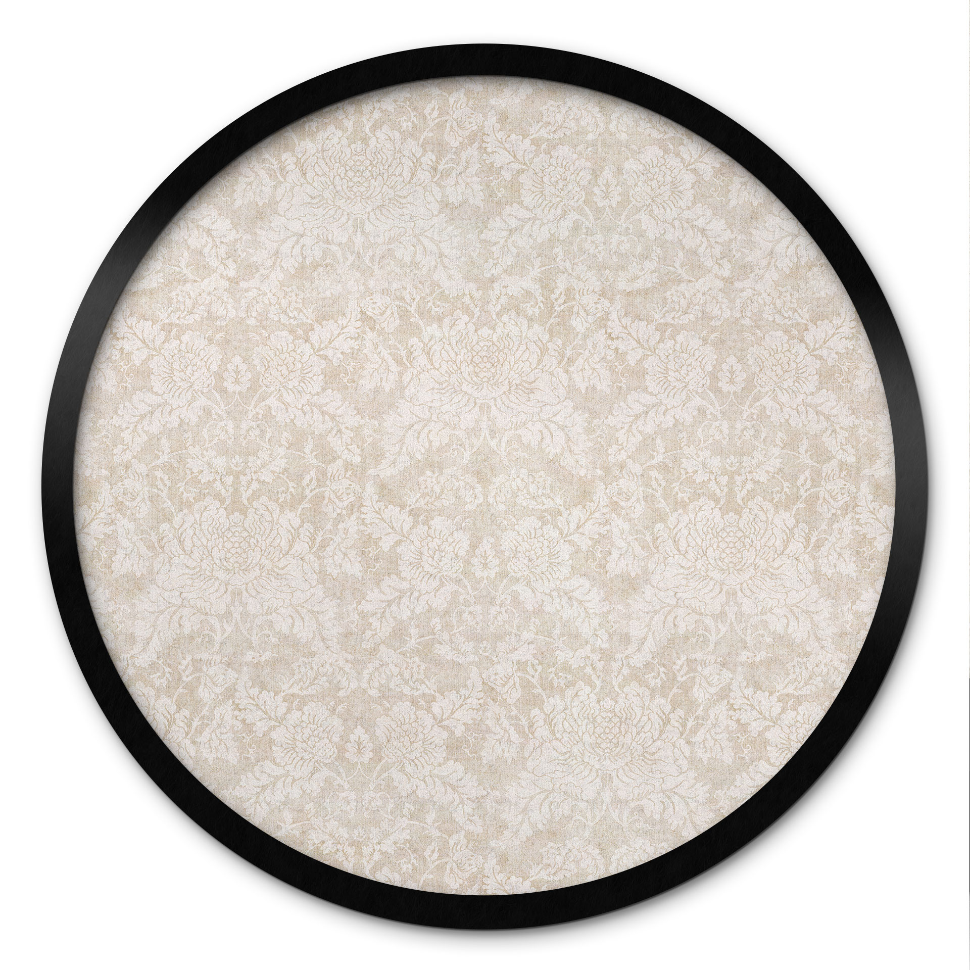 Poster Fleurs Ivory en optique baroque - Bloomery Decor - Rond