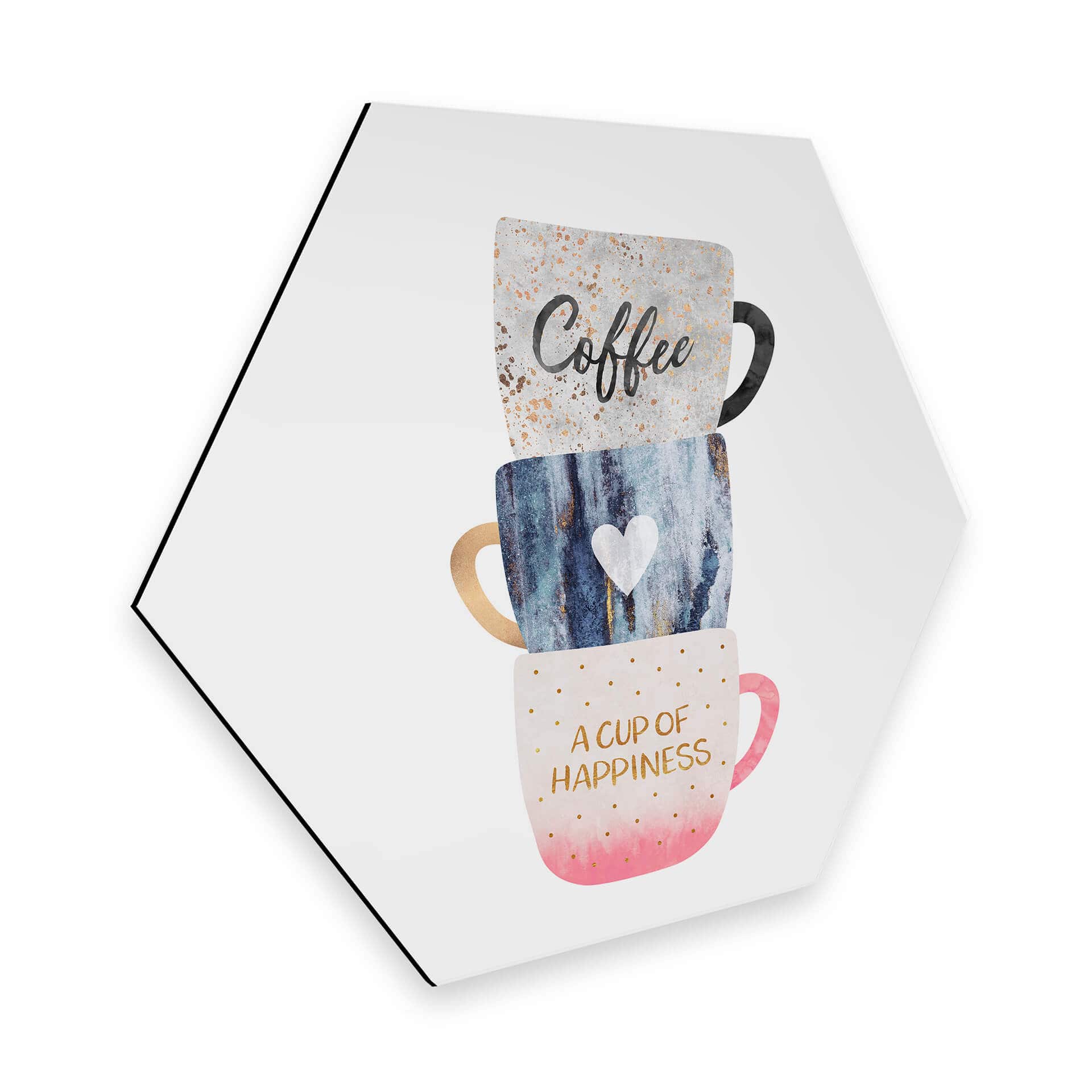 Esagoni in Alu-Dibond Fredriksson - Una tazza di felicità