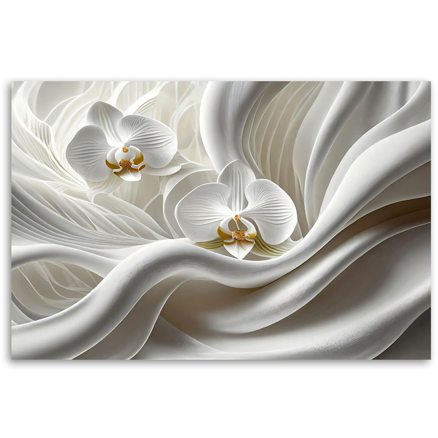Leinwandbild Weiße Orchidee und Abstraktion 3D