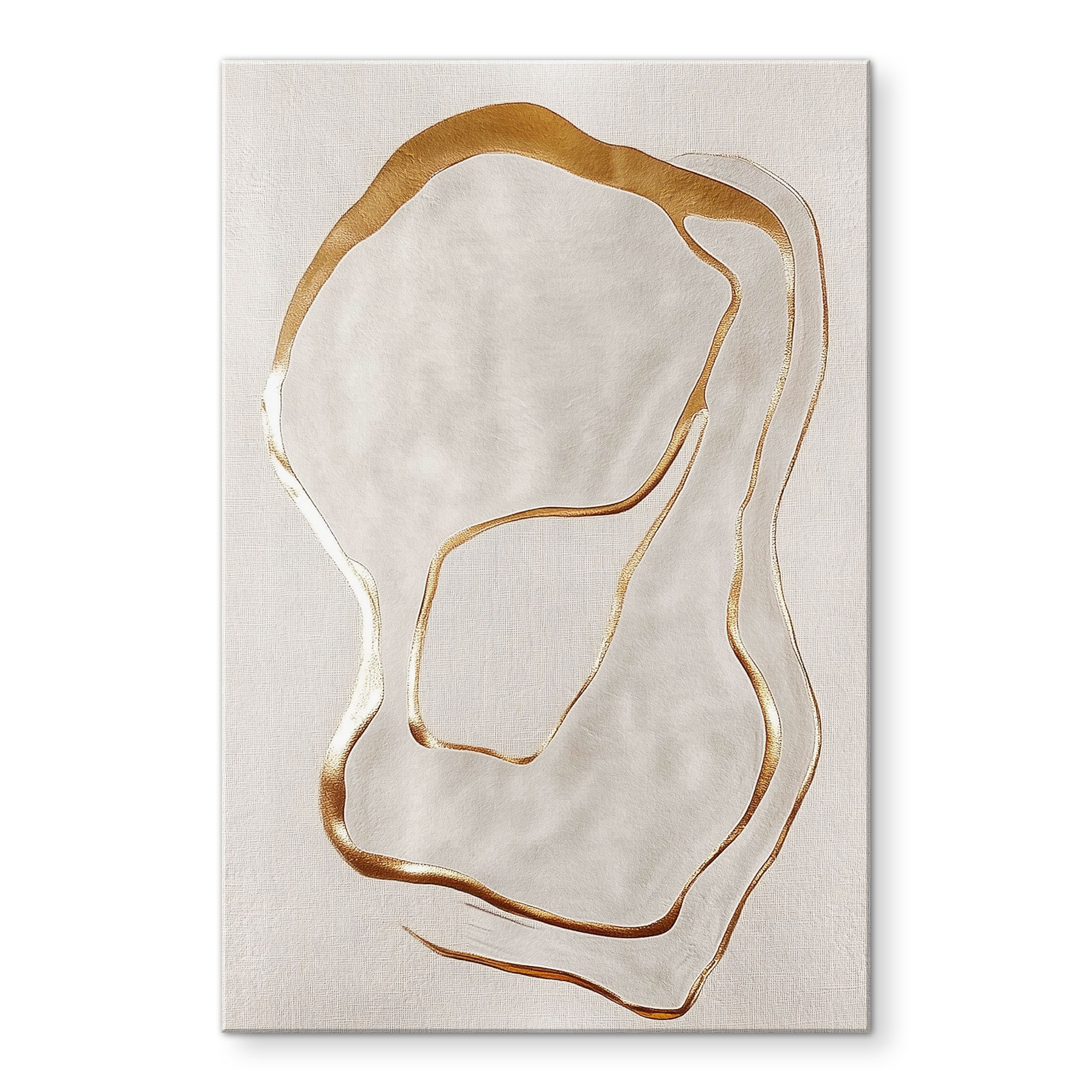 Akrylbillede Abstrakt linjekunst i guld og beige - Alma