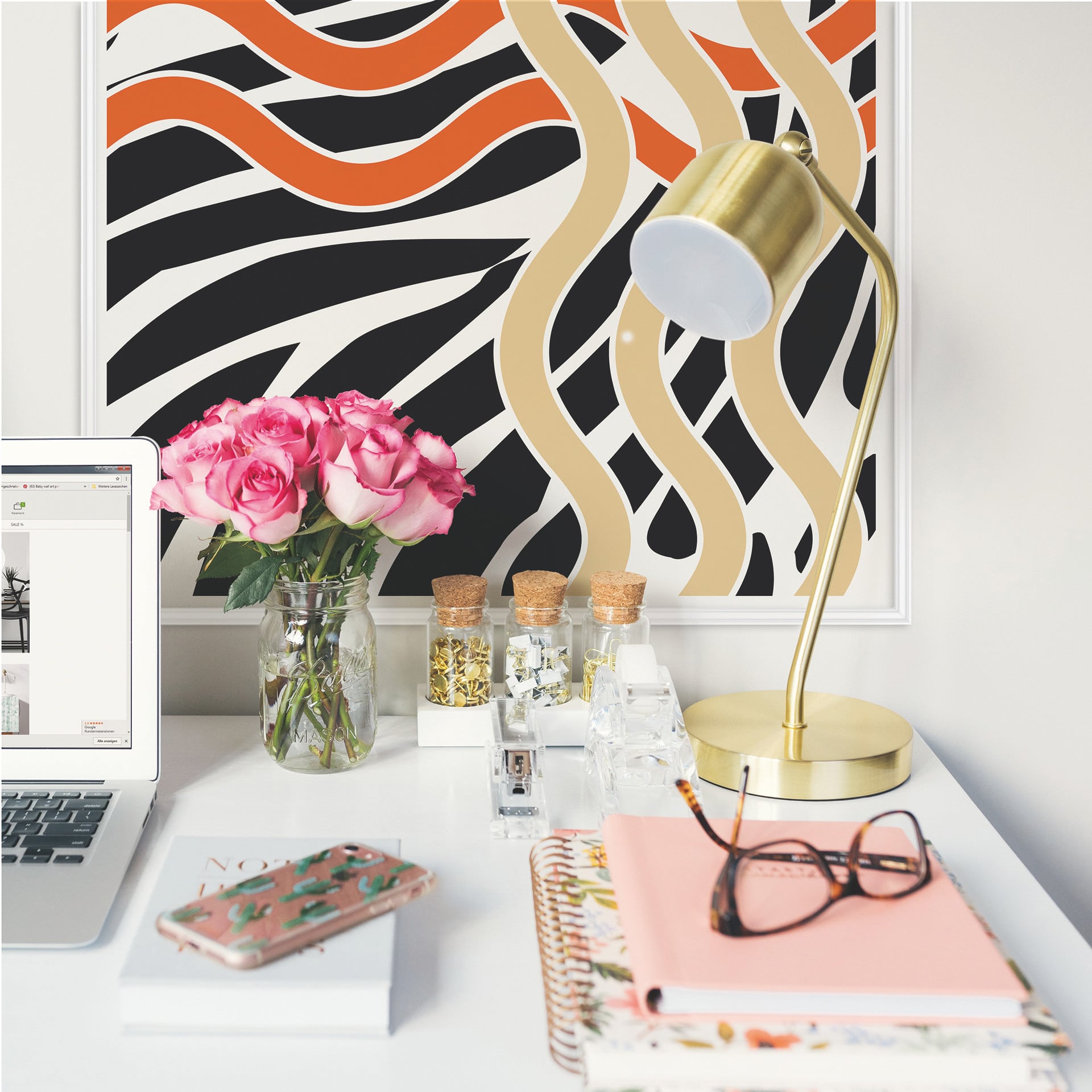 Poster autocollant - W - Vague Orange