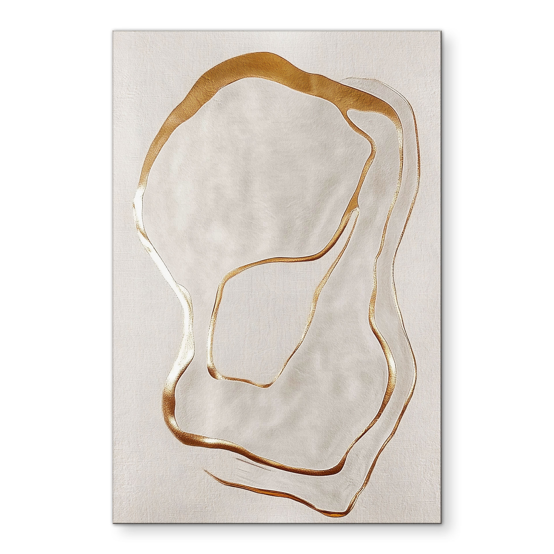 Billede Abstrakt linjekunst i guld og beige - Alma – print på aluminium