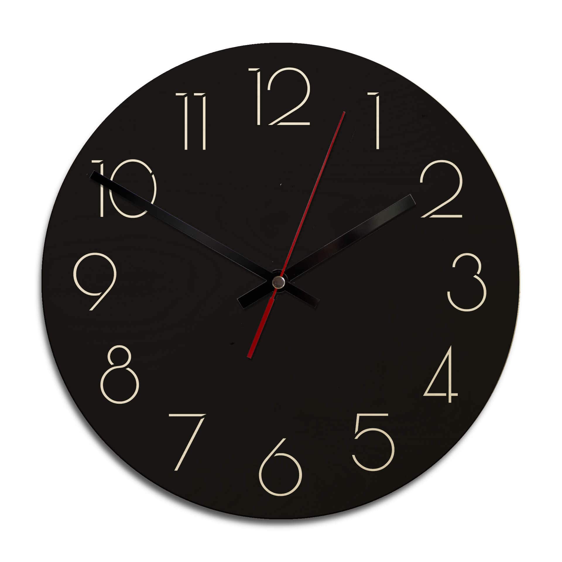 Horloge murale en bois - Moderne noire avec chiffres