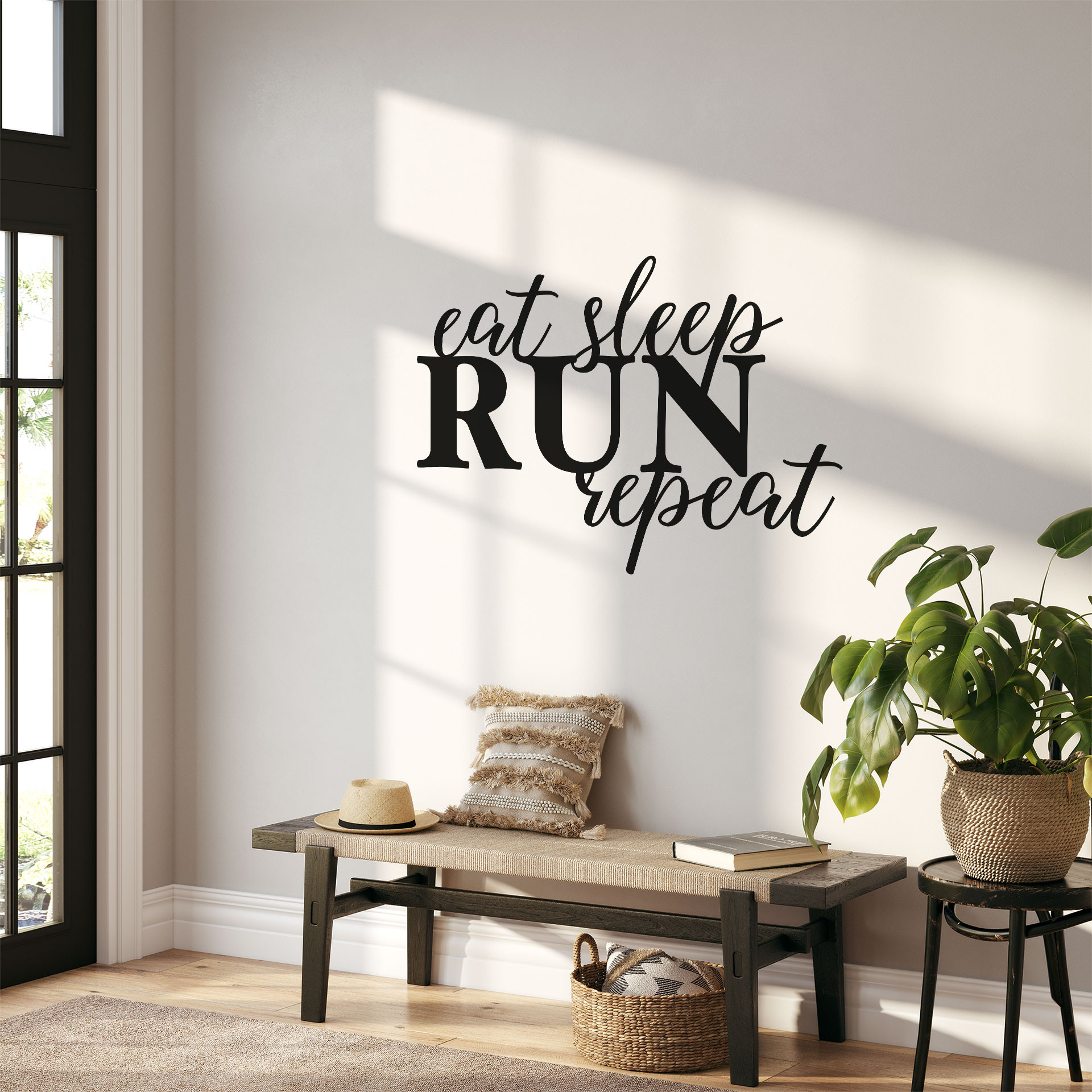 Wallsticker - Eat sleep run repeat - einfarbig
