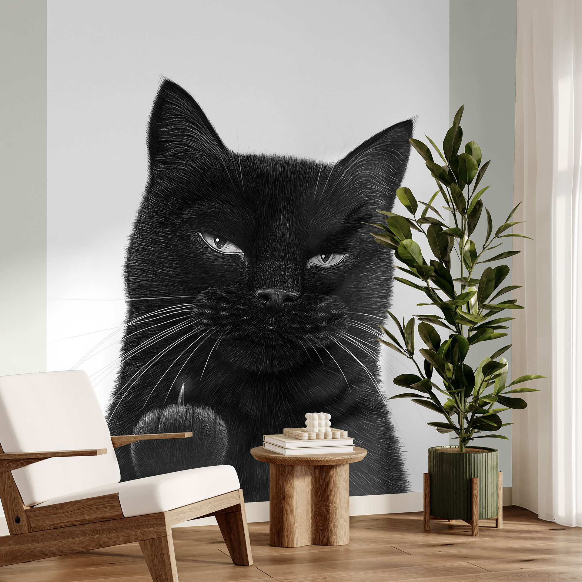 Fotobehang Brutale zwarte kat - Korenkova