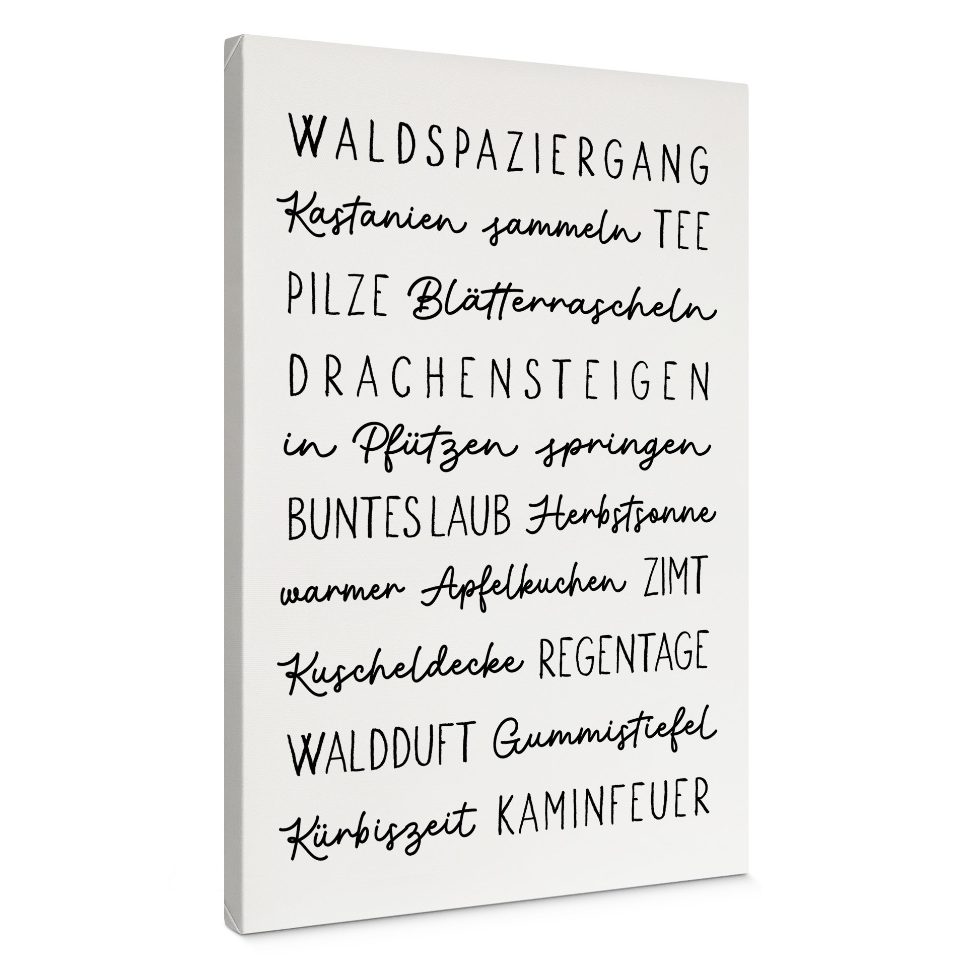 Leinwandbild Herbstliche Worte - Typografie