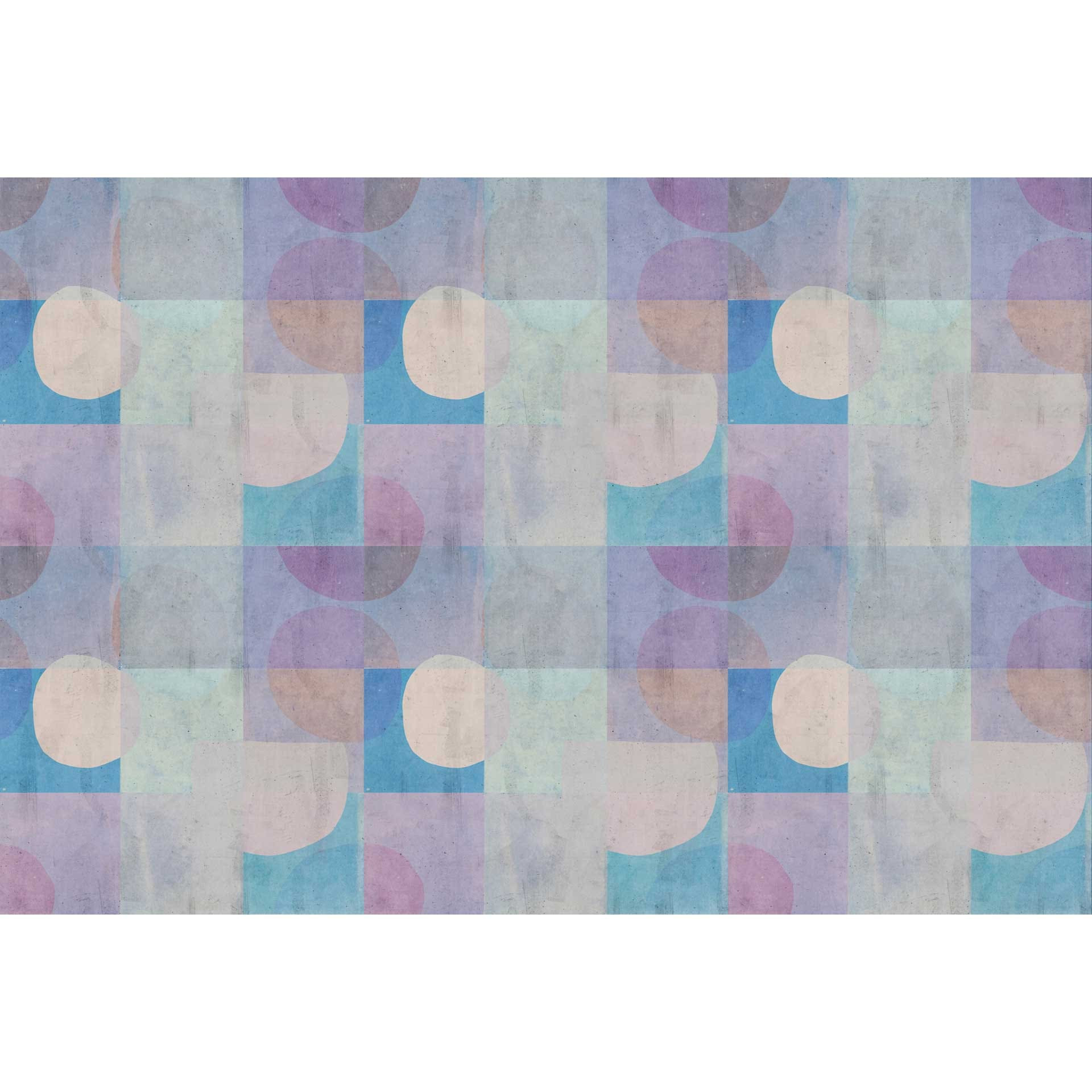Geometrisch behang in koele pasteltinten - vliesbehang met cirkels