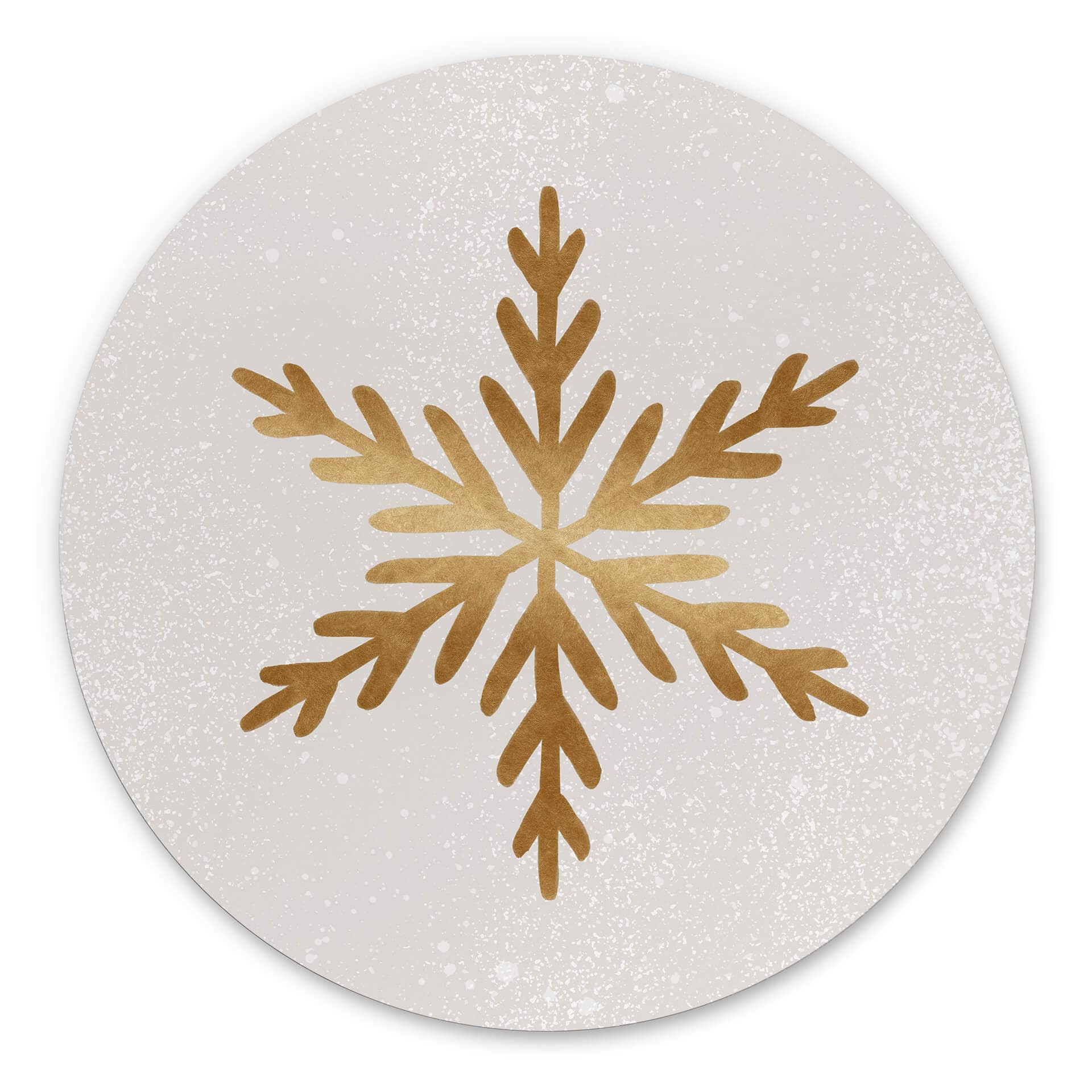 Vægcirkel Orara Studio - Golden Snowflakes – print på aluminium (Alu-Dibond)