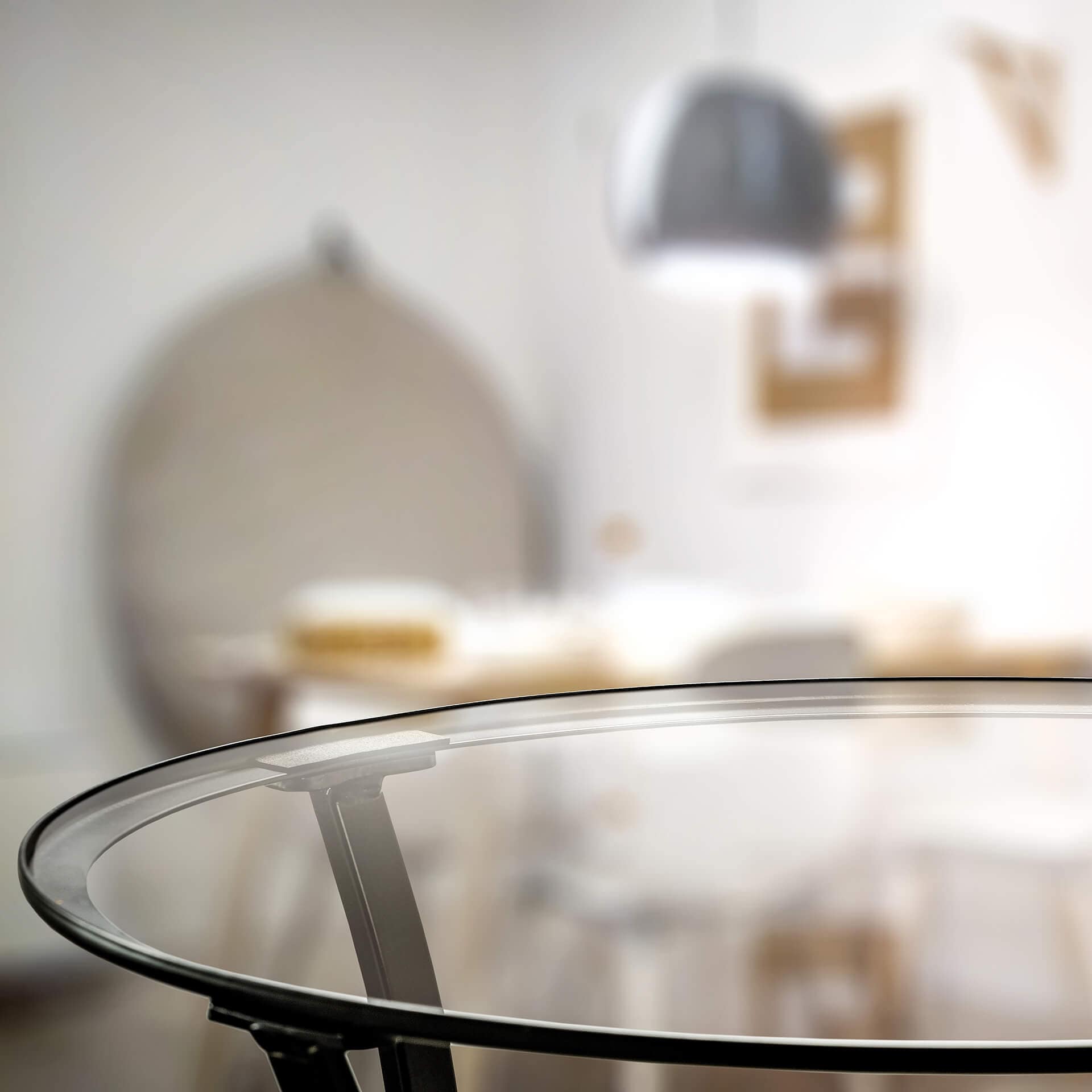 Plateau de table en verre - Transparent - Rond