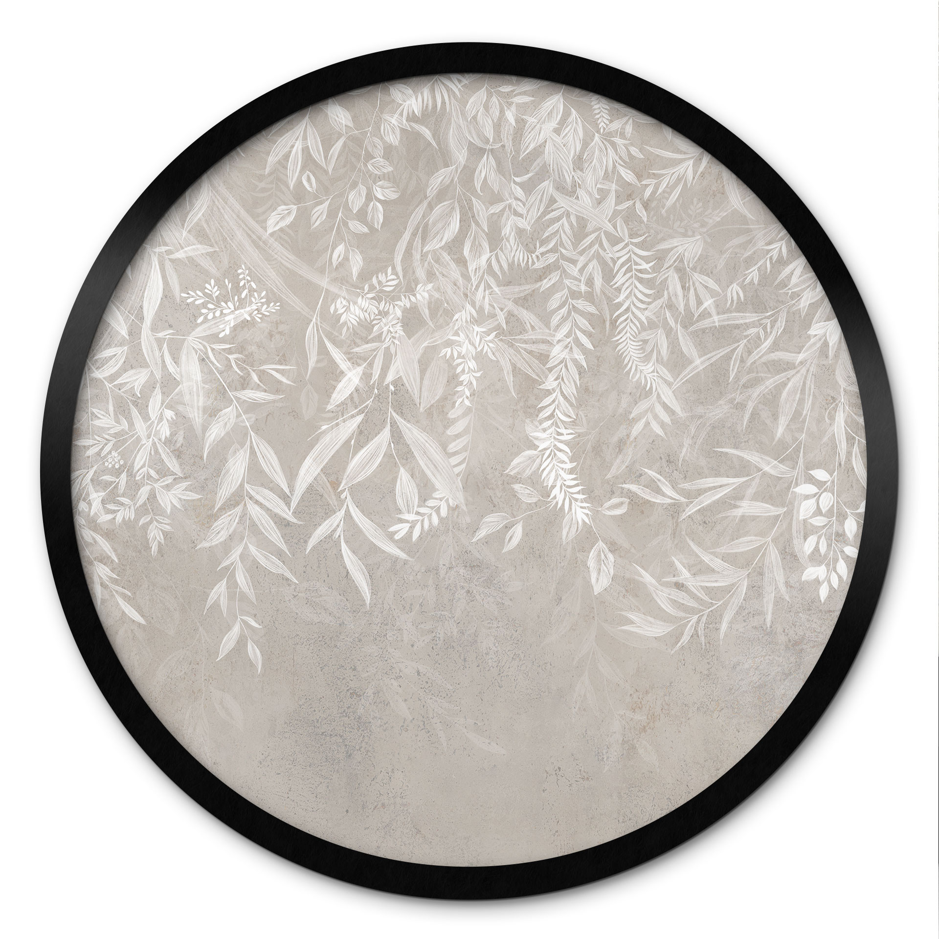 Poster Elegante Weidenzweige in Beige - Ms Tiff - Rund