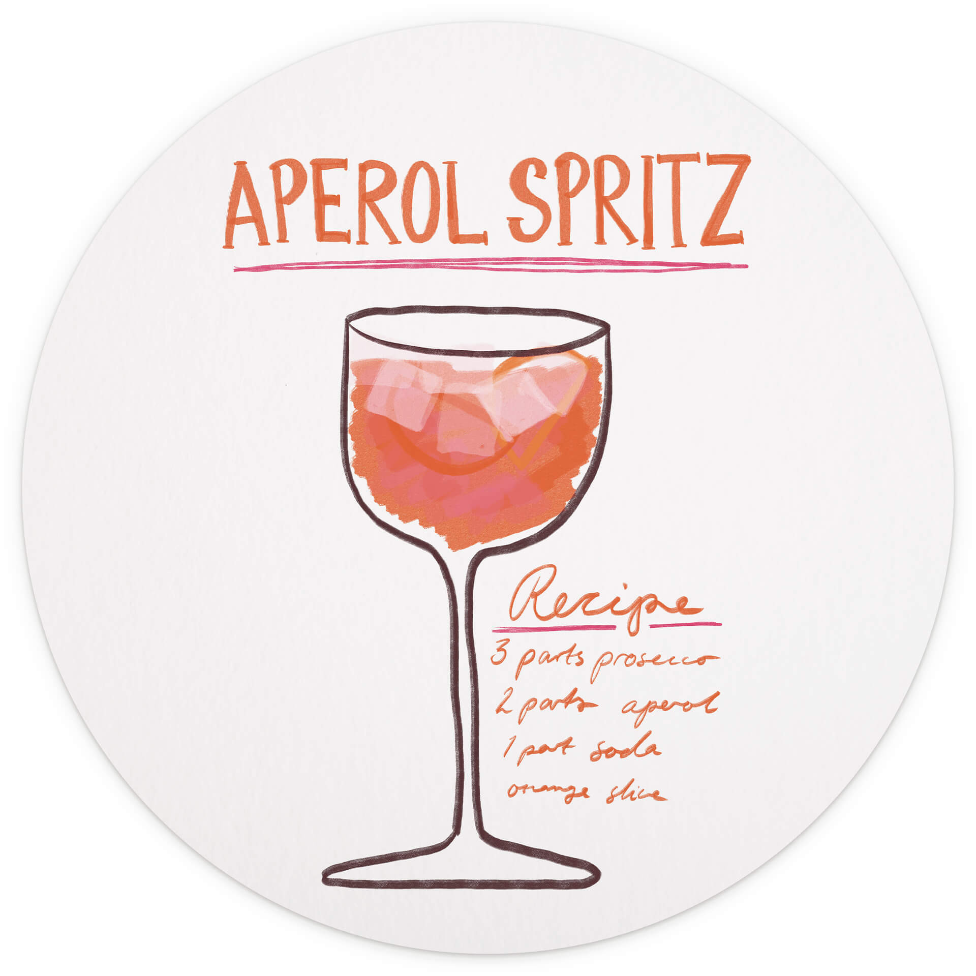 Fotobehang voor de keuken - Fritsch - Aperol Spritz - Rond - vliesbehang/zelfklevend vliesbehang
