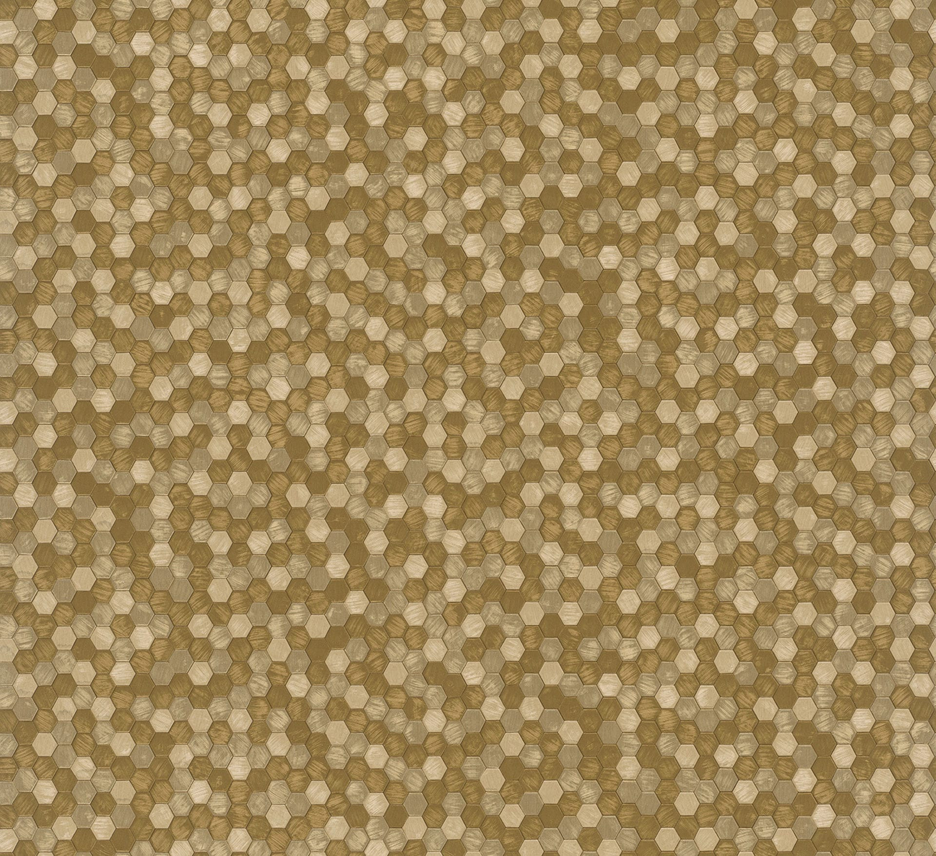Vliesbehang hexagonaal, metallic tegel look modern, geometrisch glanzend in goud - Papis Loveday