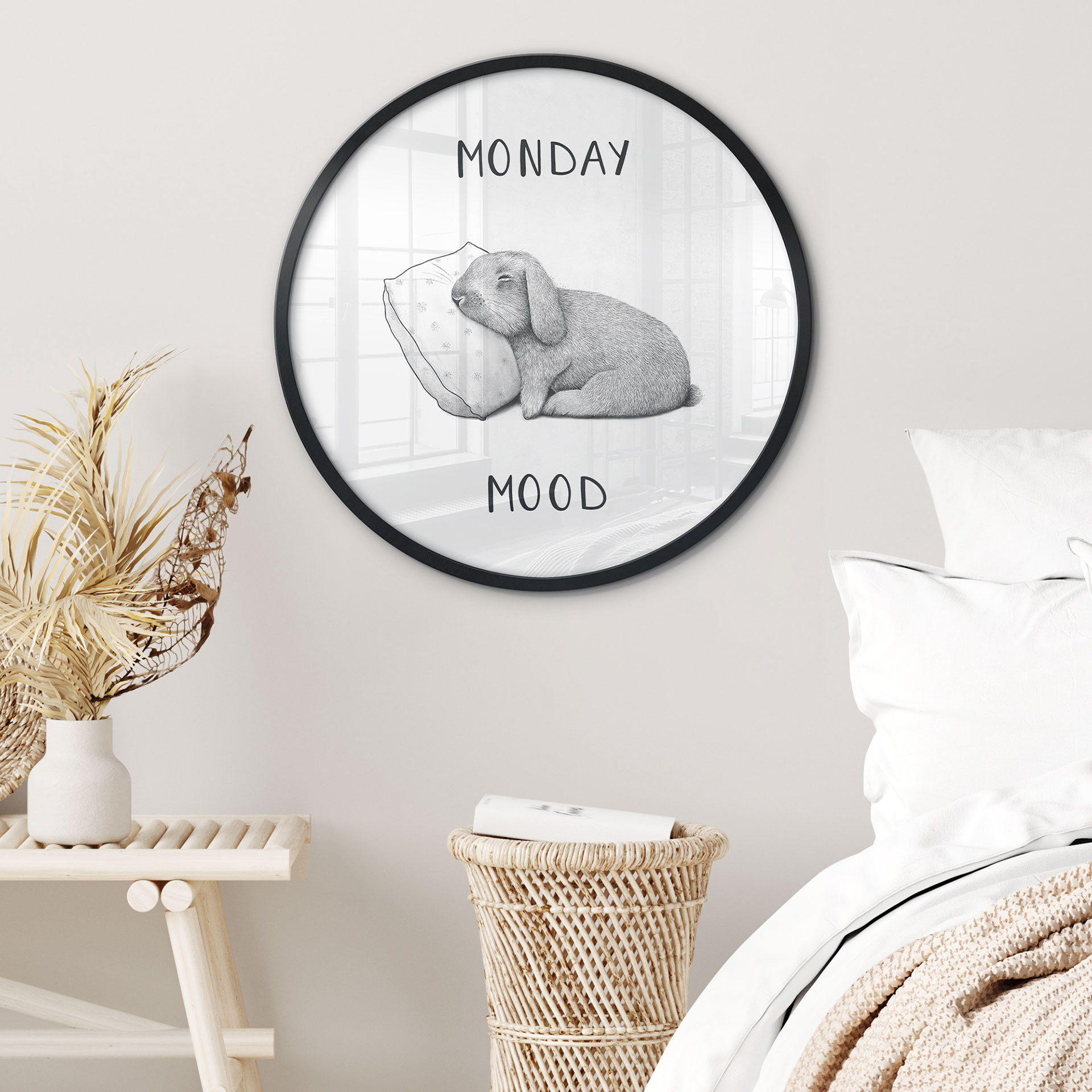 Poster Monday mood - Lapin le lundi matin - Korenkova - Rond