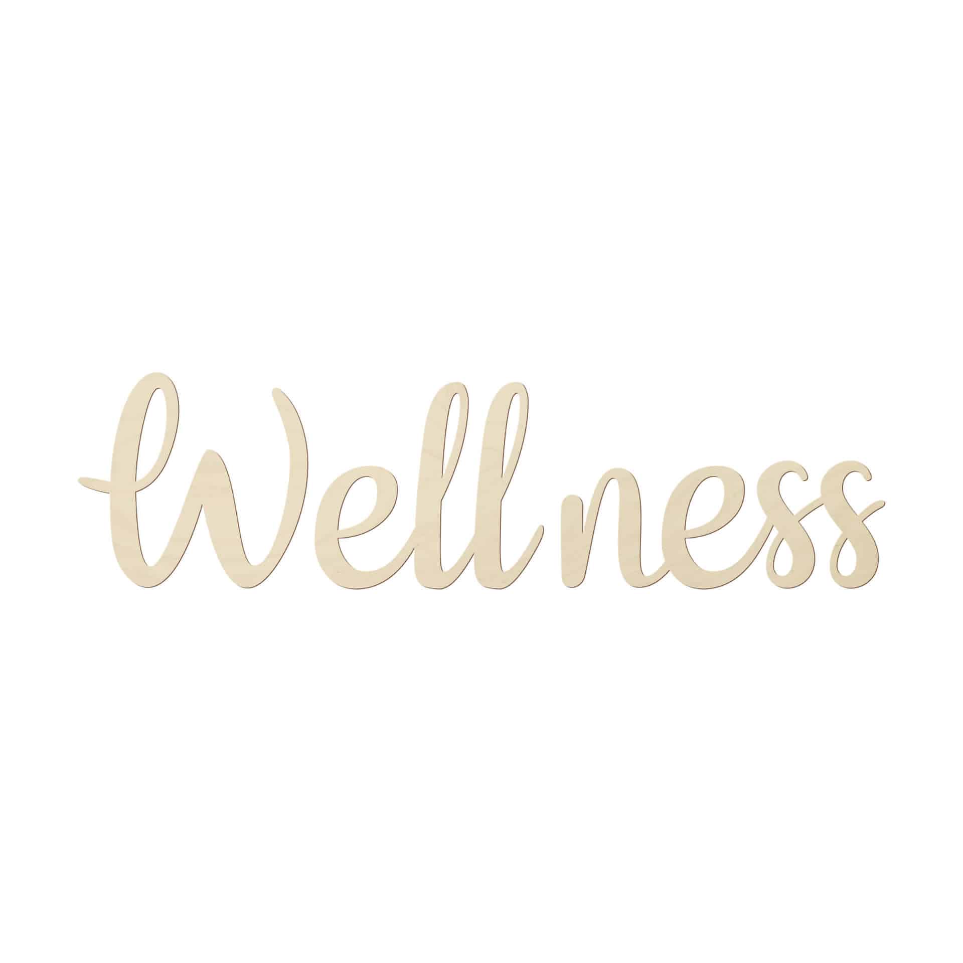 Holzbuchstaben 3D Schriftzug Wellness (3-teilig) - Pappel