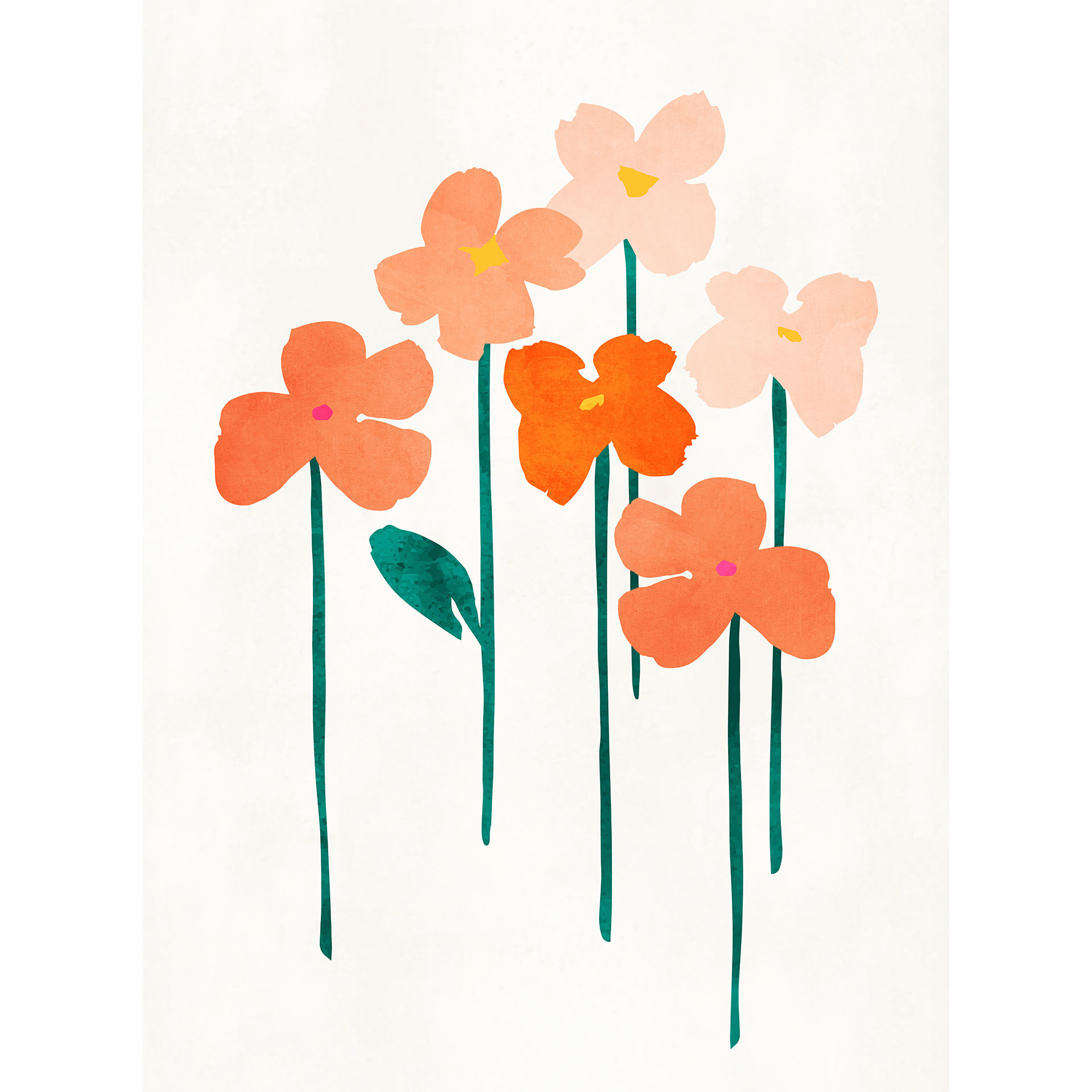 Fotobehang Kleine bloemen in perzikkleuren - Kubistika