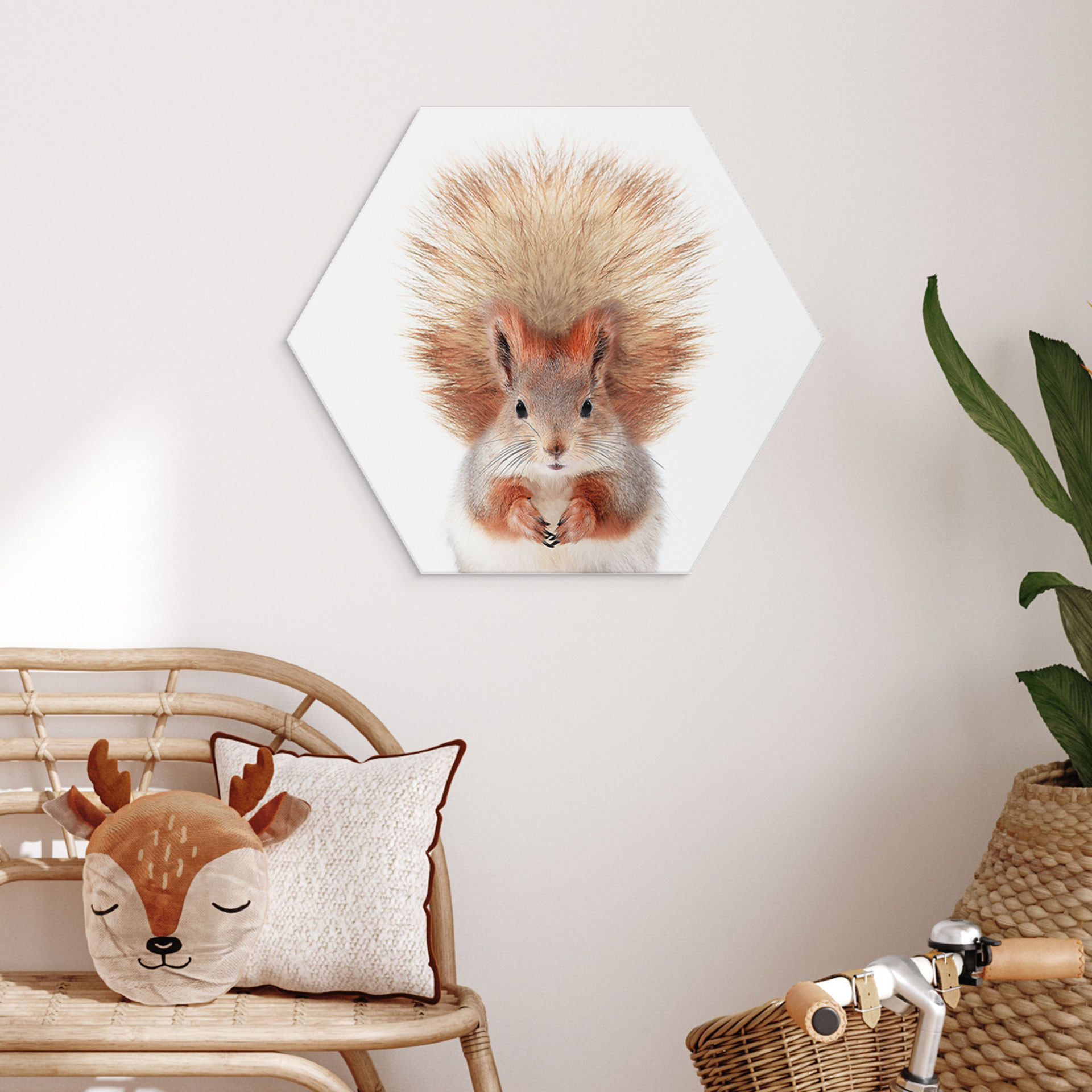 Hexagon Dibond Lille egern - Sisi & Seb