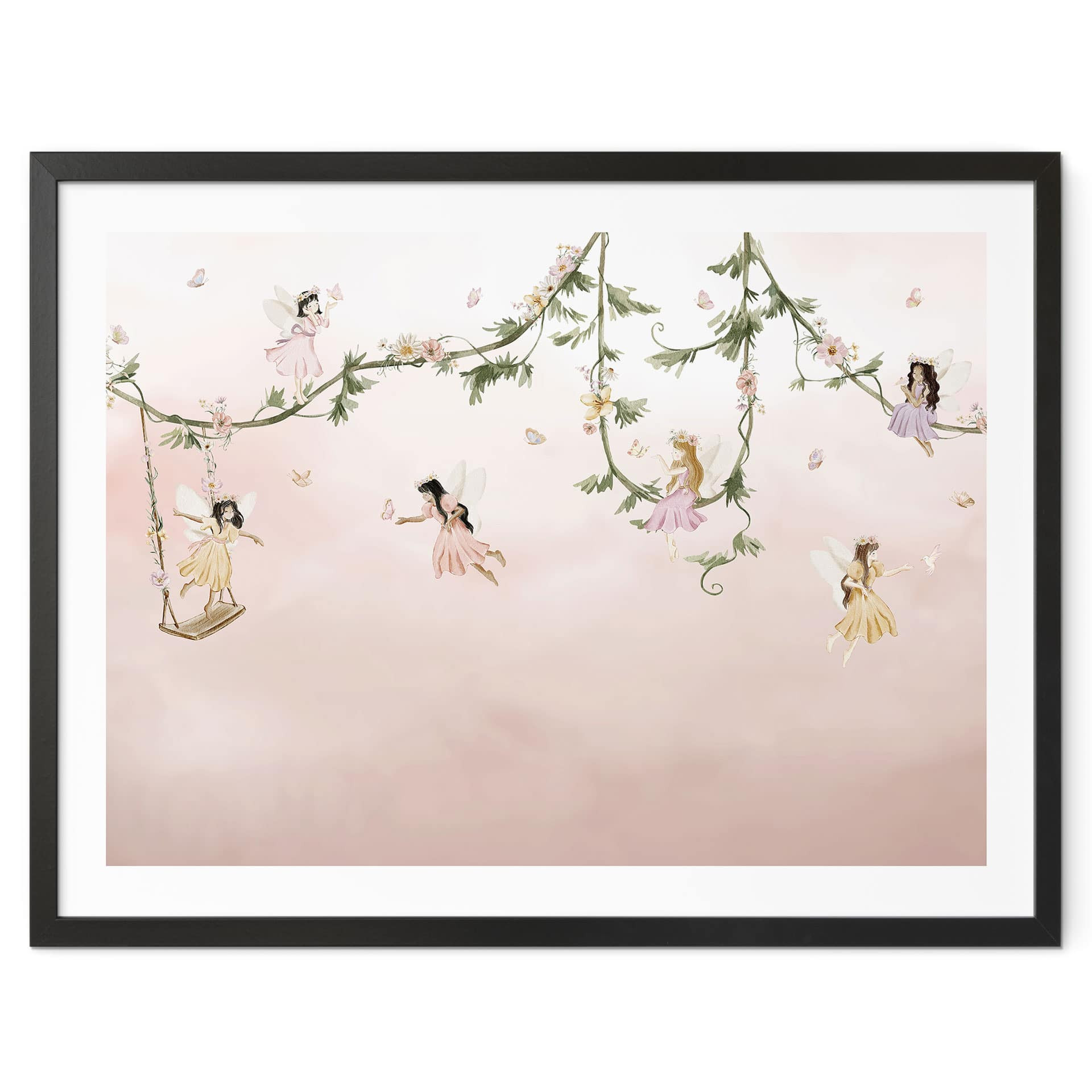 Poster Kleine Feen über rosa Wolken - Oliver Robins