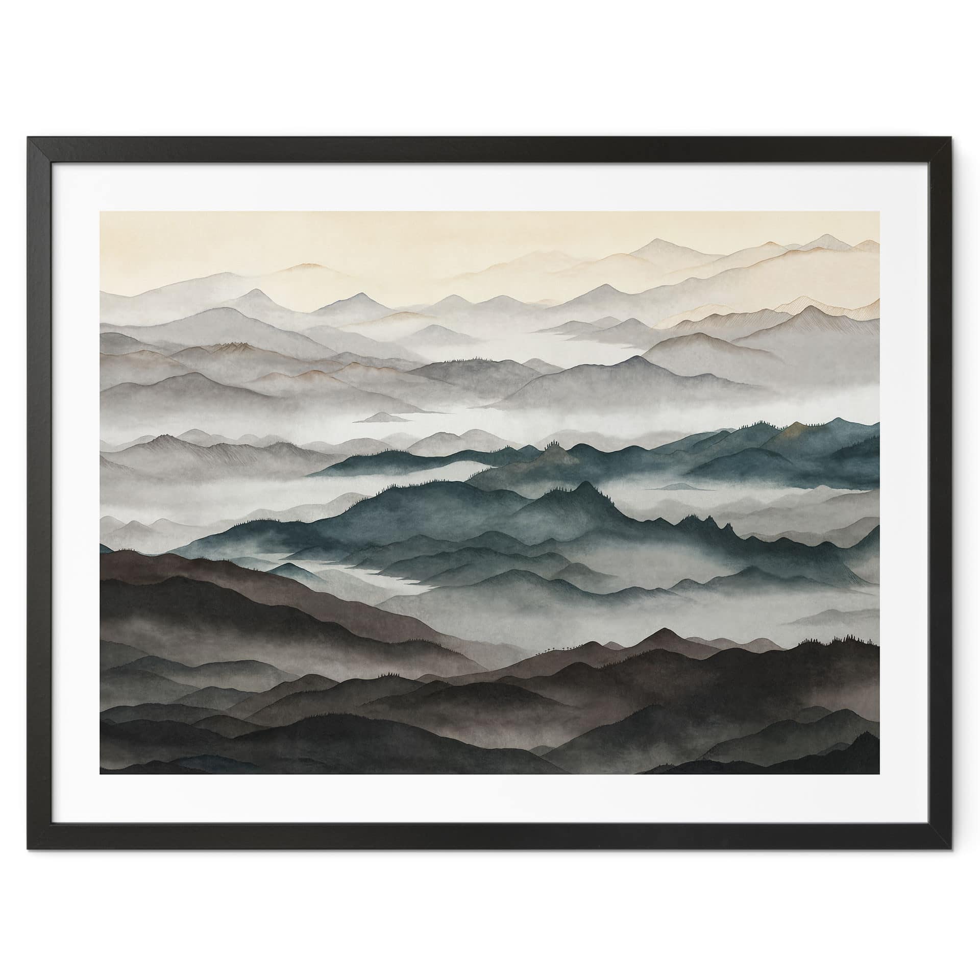 Poster Roerich Light - Paysage Montagneux Brumeux - Sir Edward x Grigory Gladarev