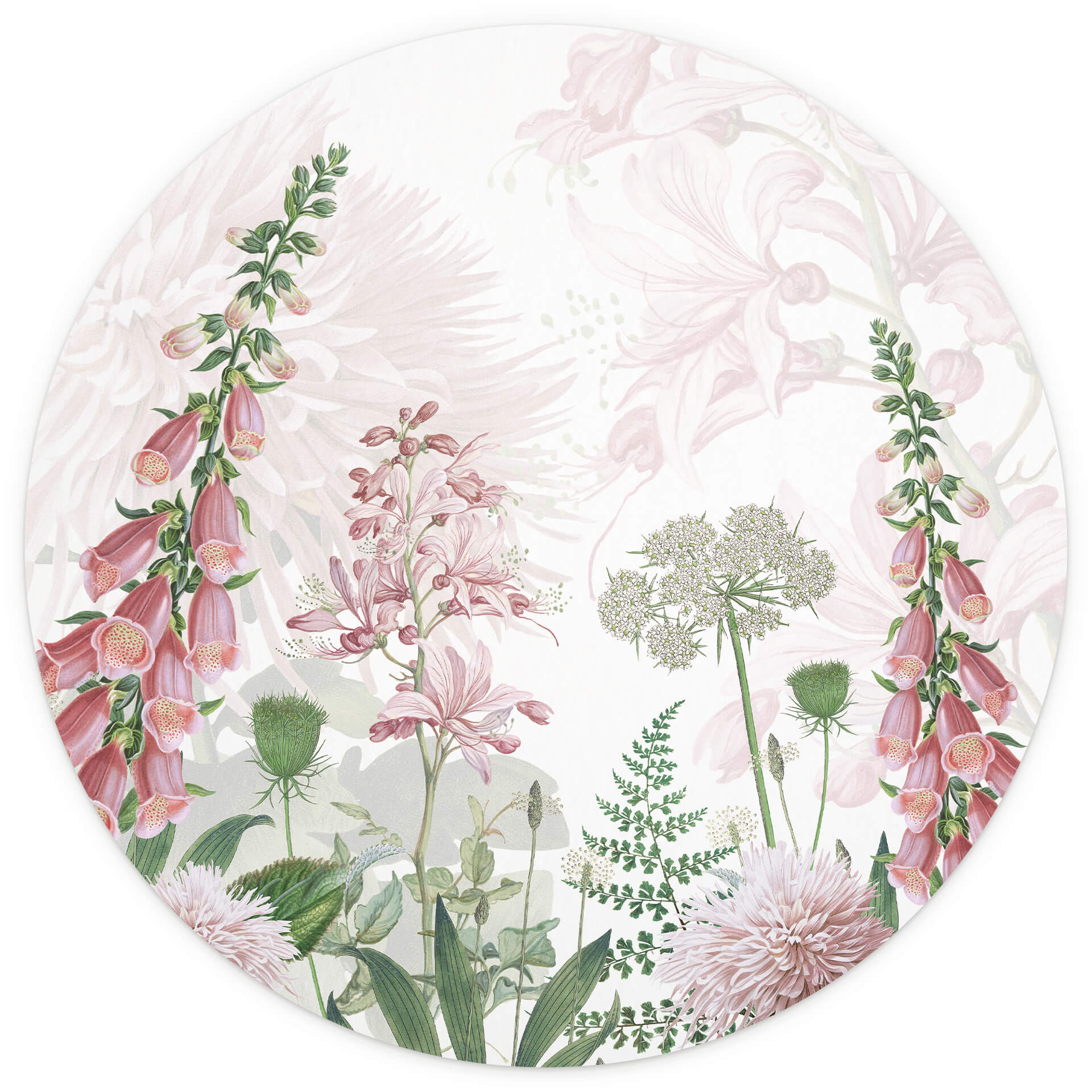 Behangcirkel Sir Edward - Pink Flowers - vliesbehang/zelfklevend vliesbehang
