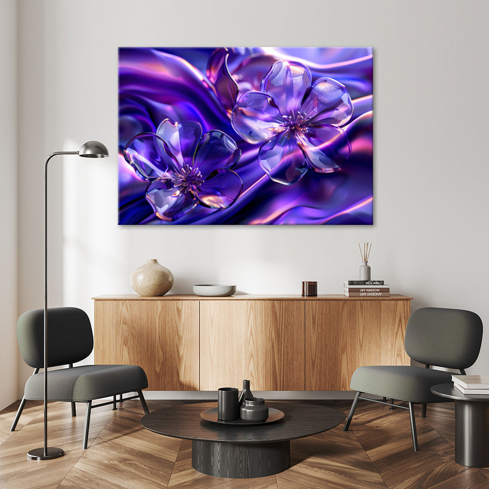 Canvasbillede, Lilla glasblomster
