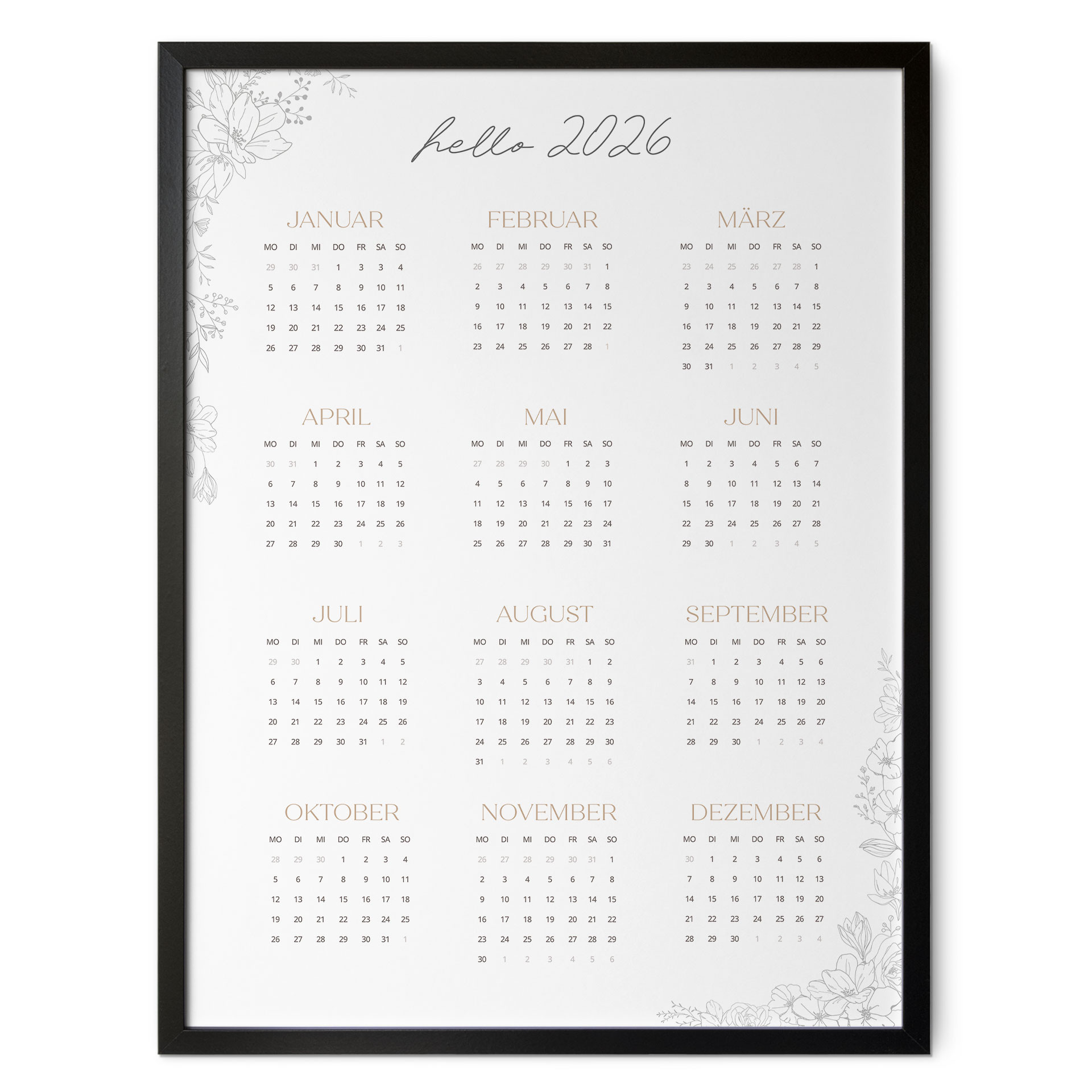 Poster Jahreskalender Hello 2026