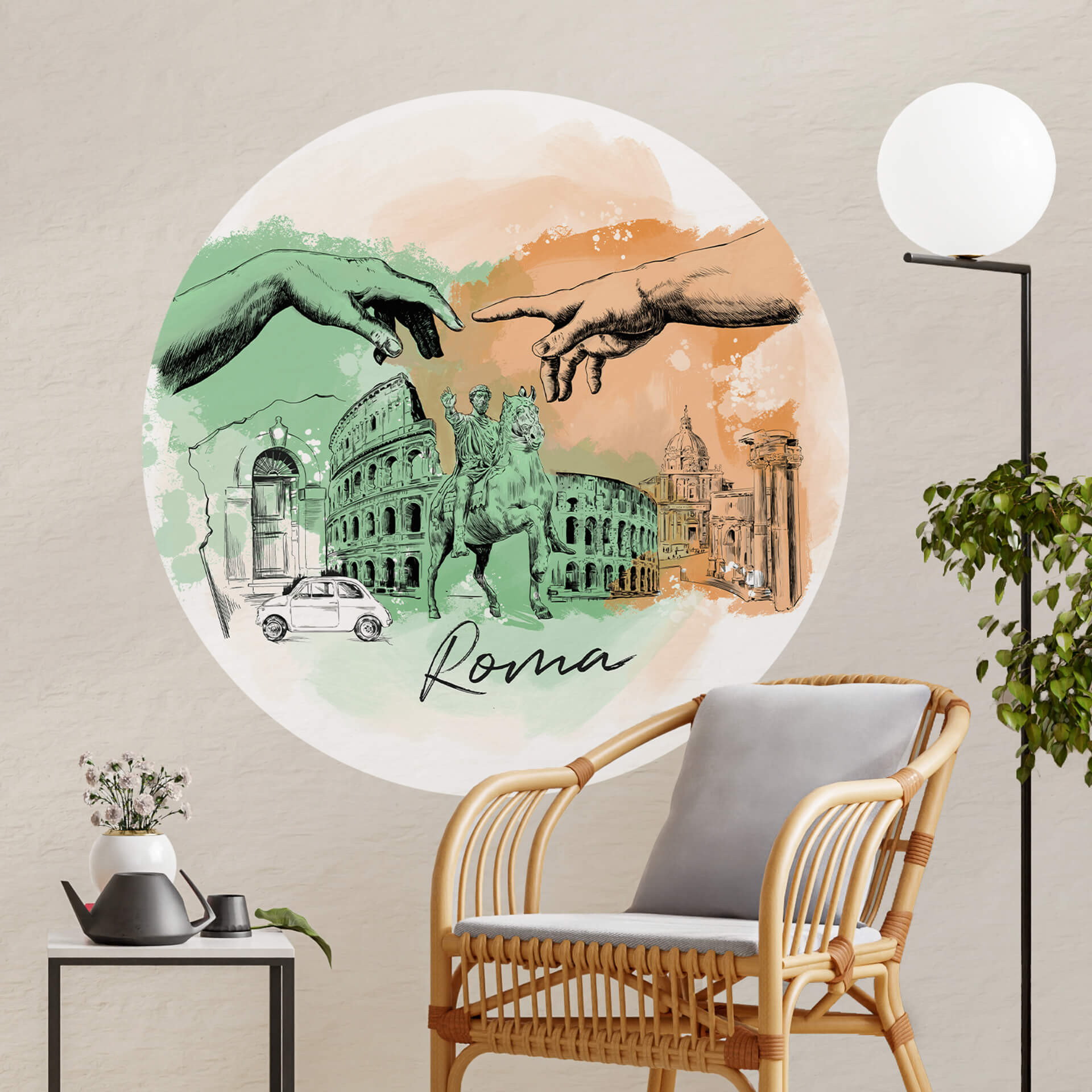 Naklejka na ścianę Roma - okrągła - Love your City