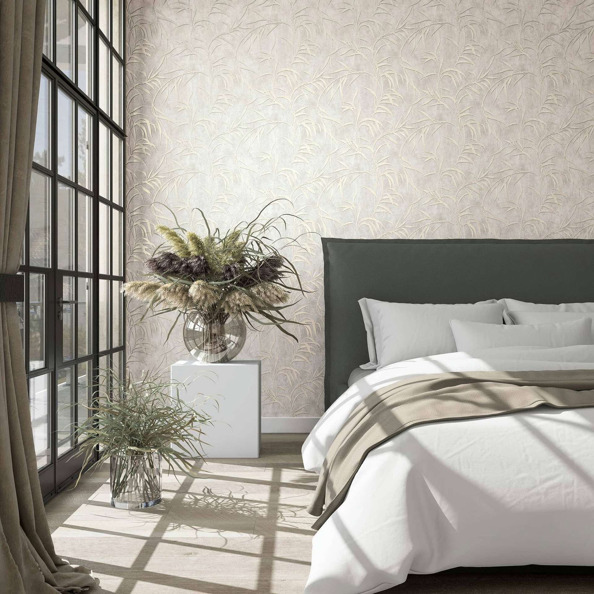 vliesbehang beige gebloemd voor woonkamer slaapkamer behang marburg