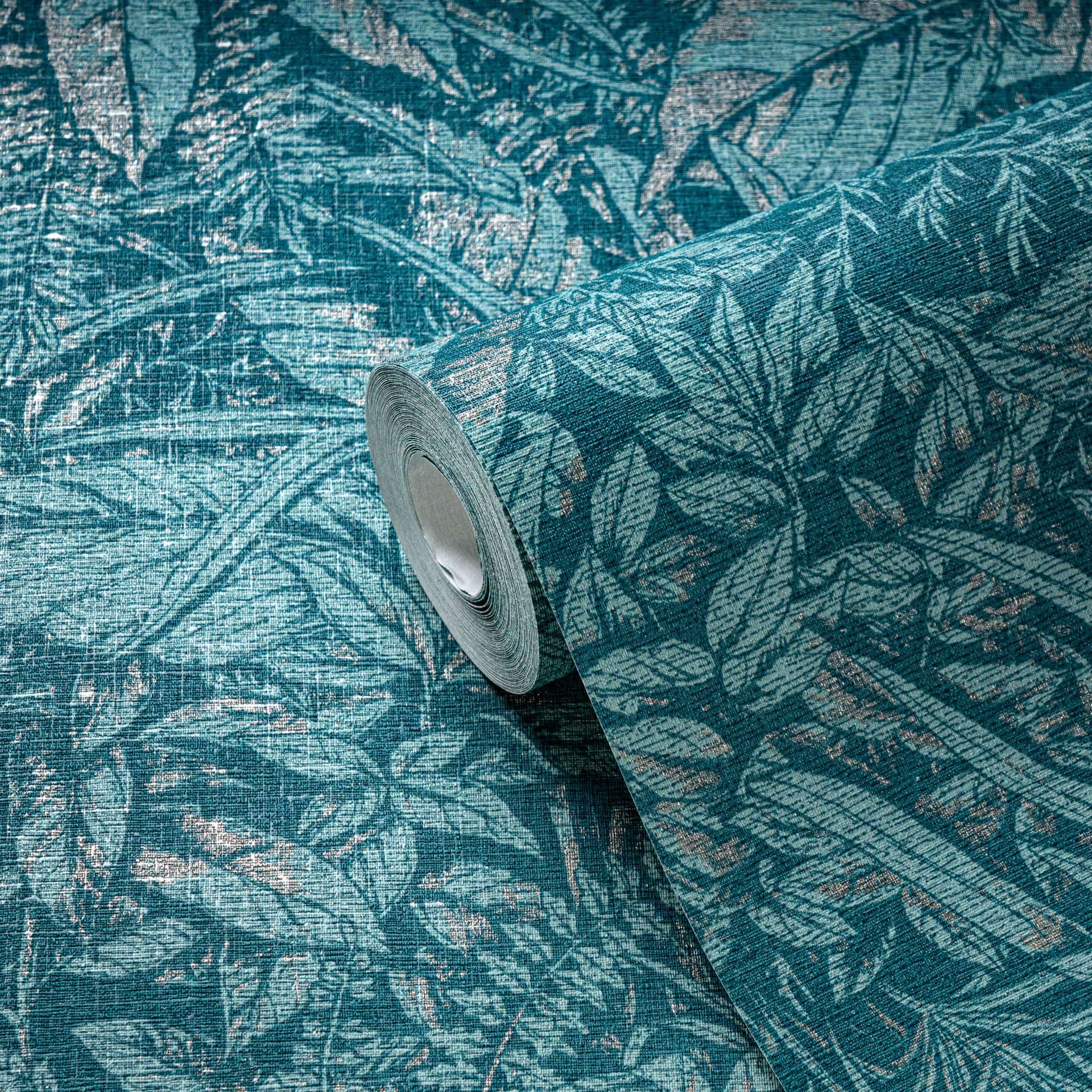 jungle behang in blauwe tinten - vlies met fijne textuur - wanddecoratie