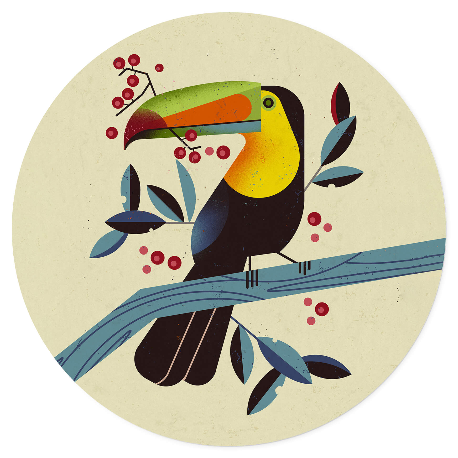 Wandtattoo Tropischer Vogel - Tukan Rund - Braun