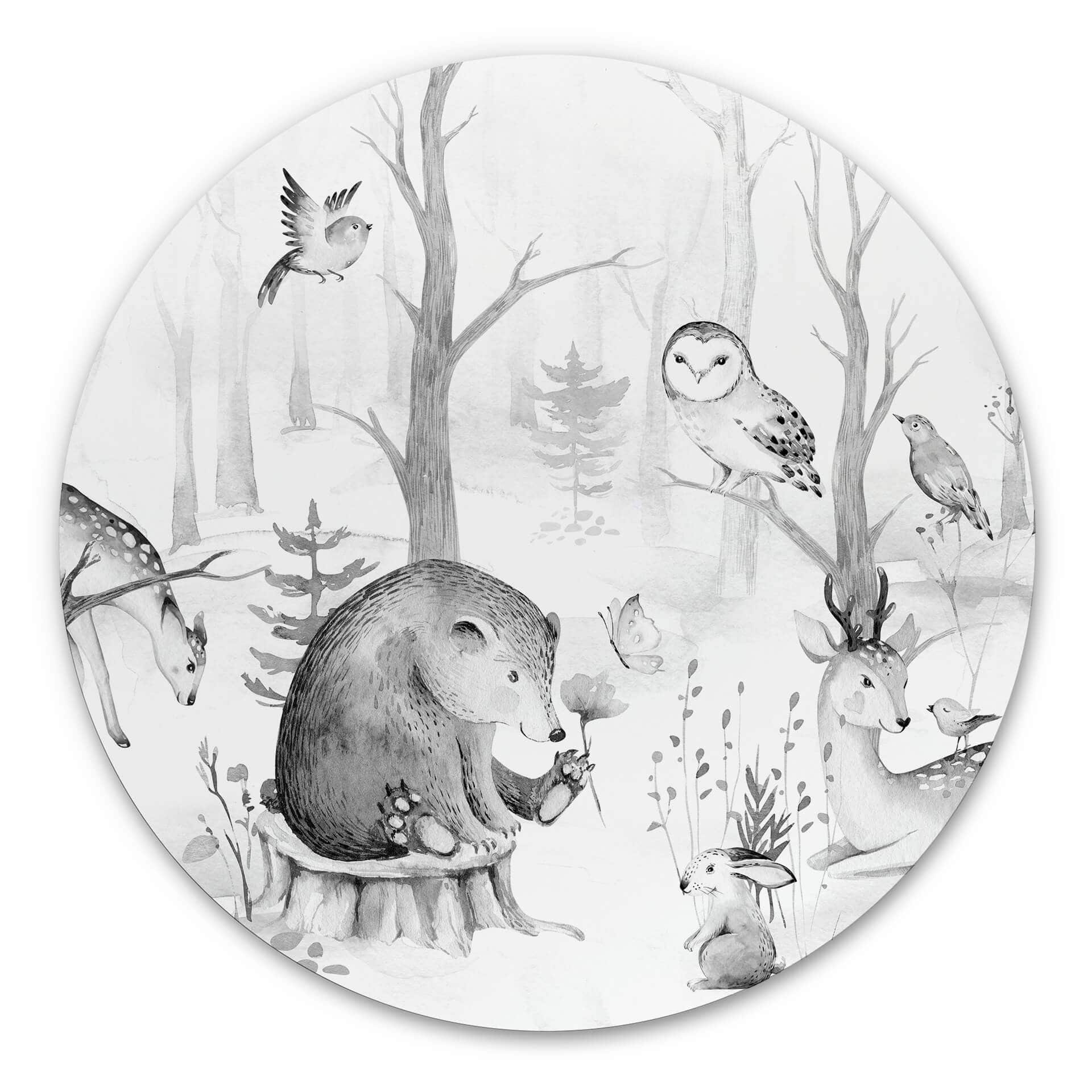 Tableau en alu-Dibond Kvilis - Amis des animaux en noir & blanc