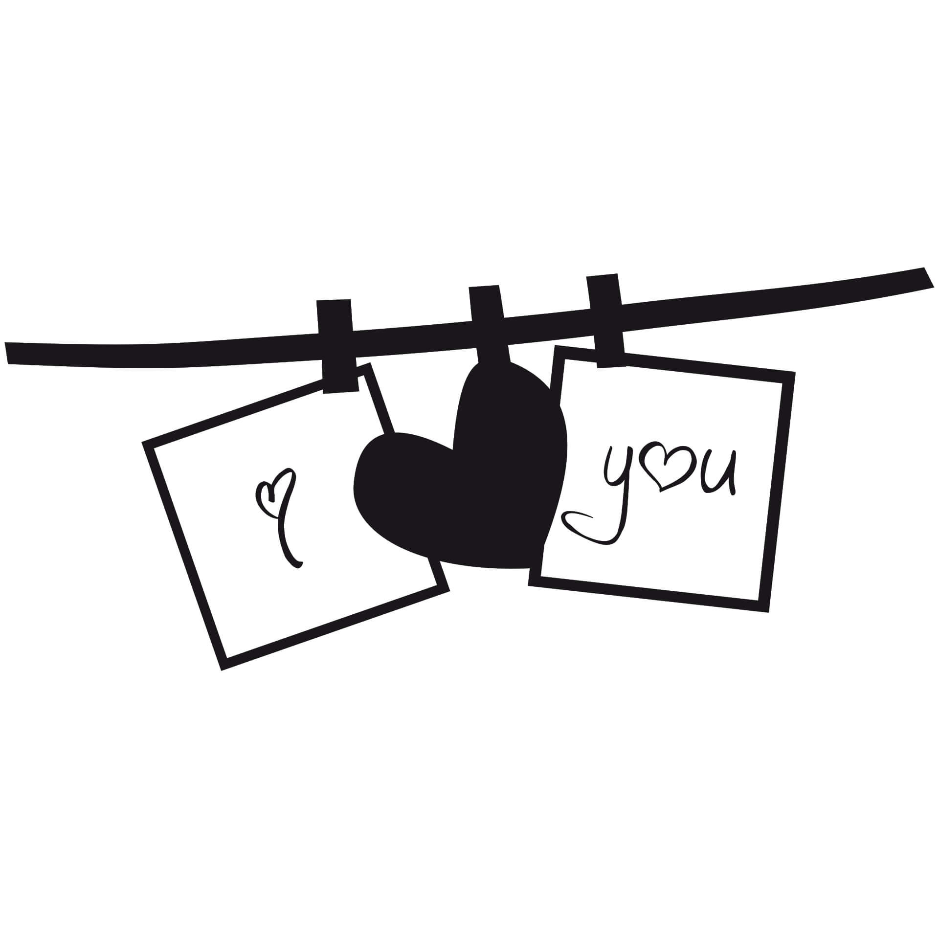 Wallsticker I love you tørresnor