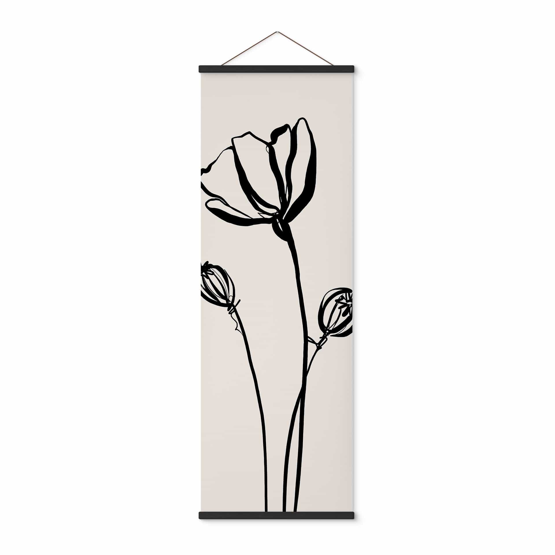 Stoffbild Line Art Mohnblume - Cats & Dotz - Panorama
