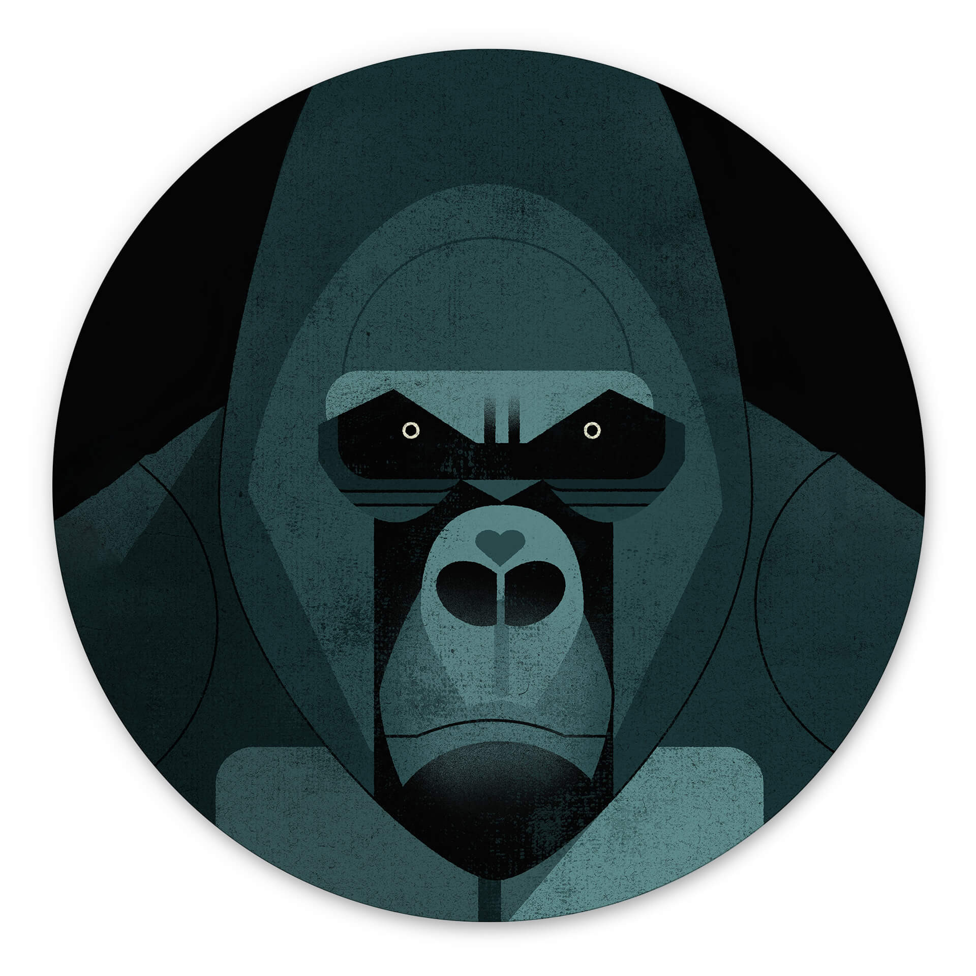 Vægcirkel Gorilla - Braun – print på aluminium (Alu-Dibond)
