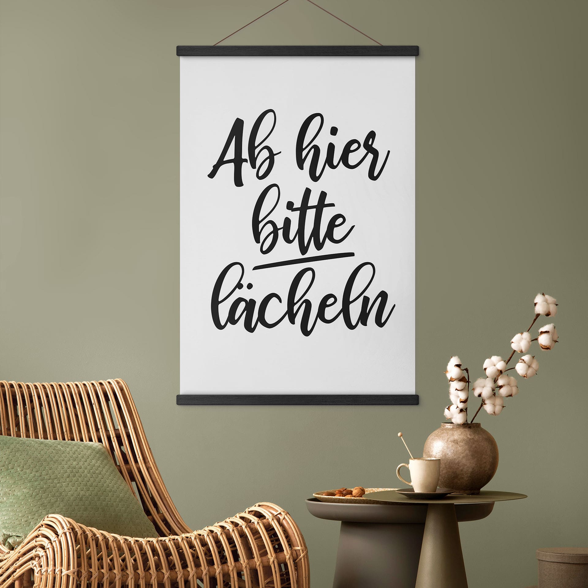 Affiche textile "Souriez à partir d'ici"