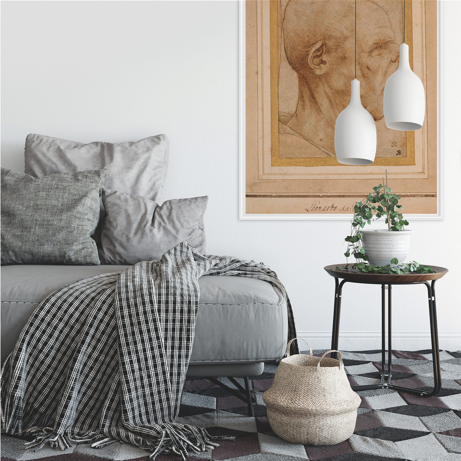 Wallprint W - Da Vinci - Karrikatur eines Männerkopfes