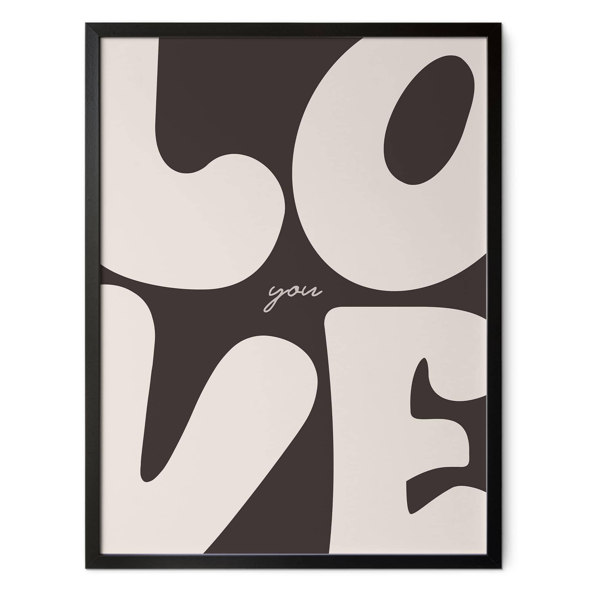 Plakat z typografią Love you Retro Letters