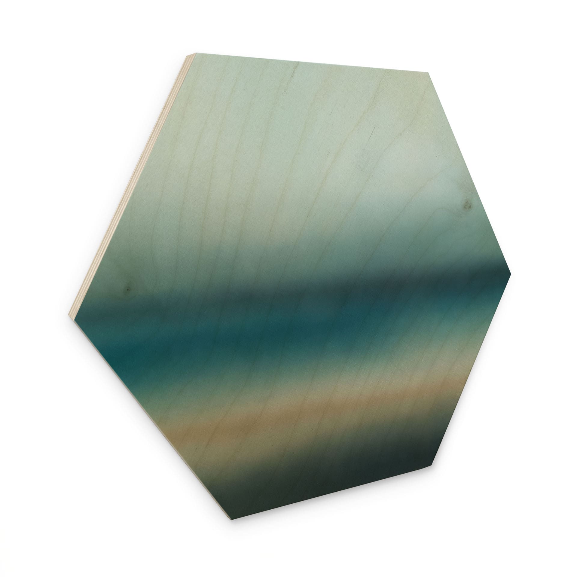 Hexagon Houten Schilderij Rotko Blush - Turquoise Horizon - Sir Edward x Grigory Gladarev