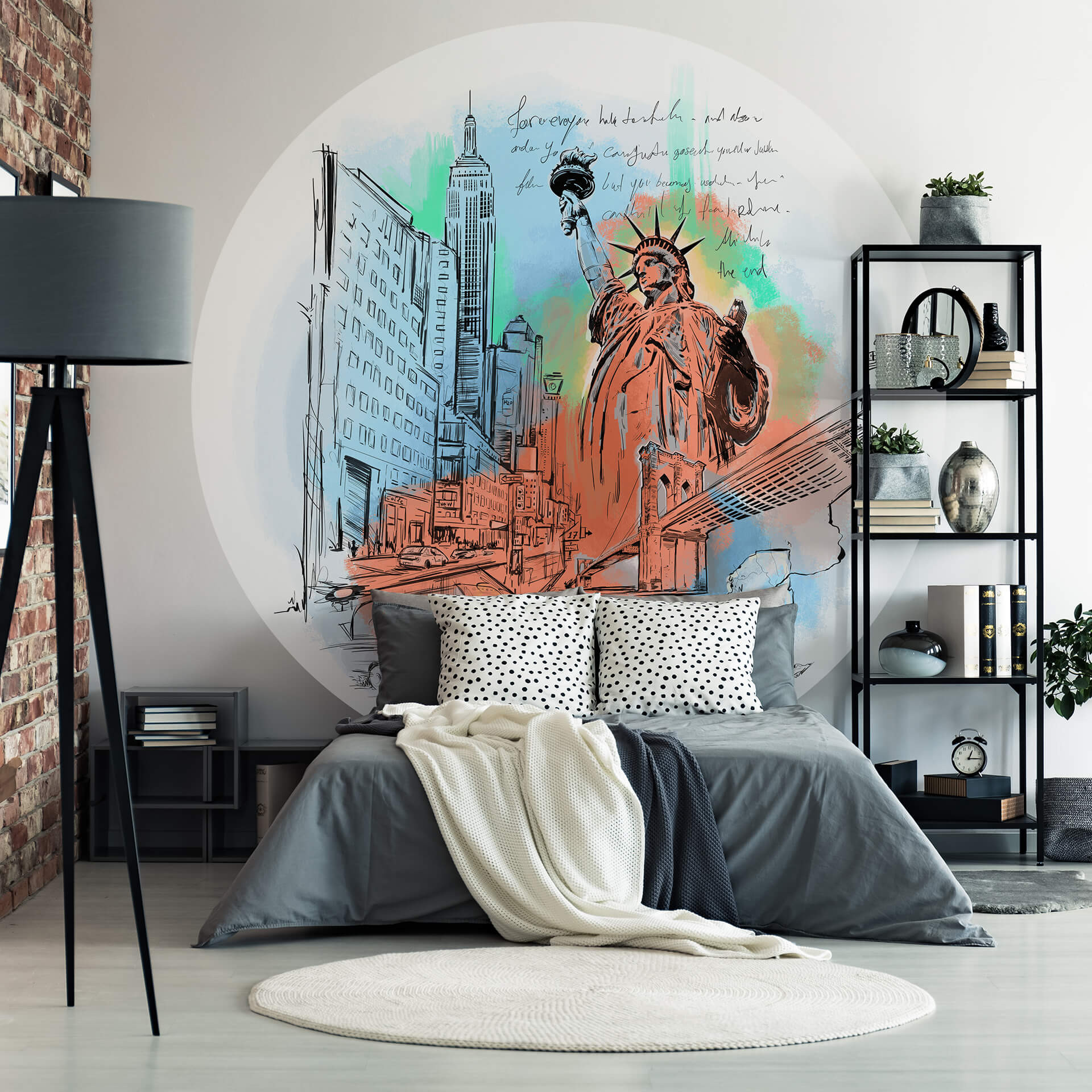 Behangcirkel Love your City - New York Vrijheidsbeeld - vliesbehang/zelfklevend vliesbehang