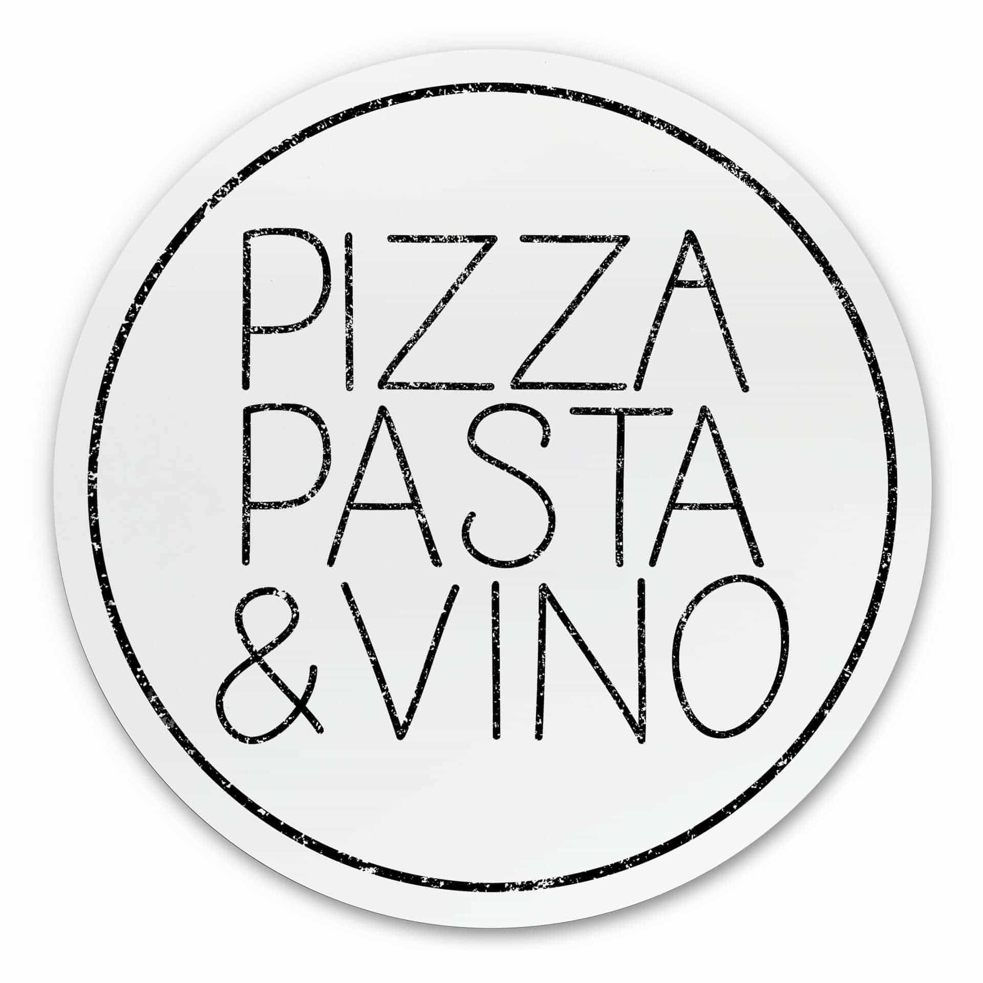 Alu-Dibond Pizza Pasta & Vino weiß - Rund