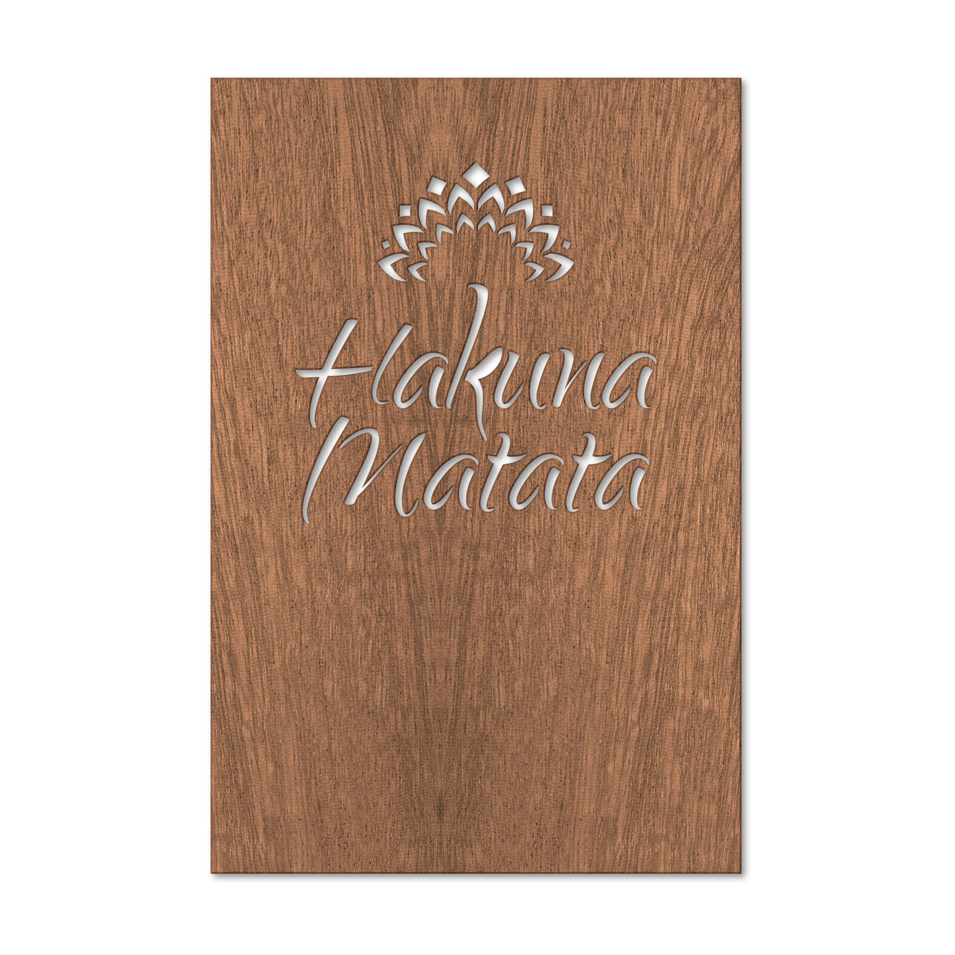 Mahoniowy obraz dekoracyjny - Hakuna Matata z kwiatem