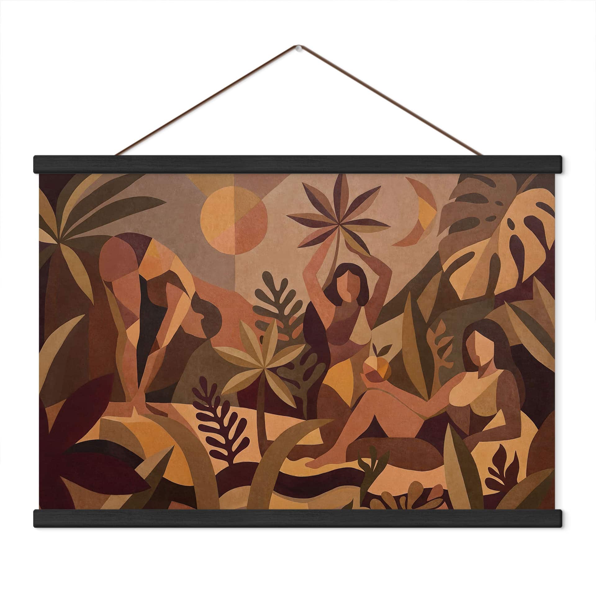 Affiche textile Amber Flora - Femmes dans la forêt tropicale - Sir Edward x Grigory Gladarev
