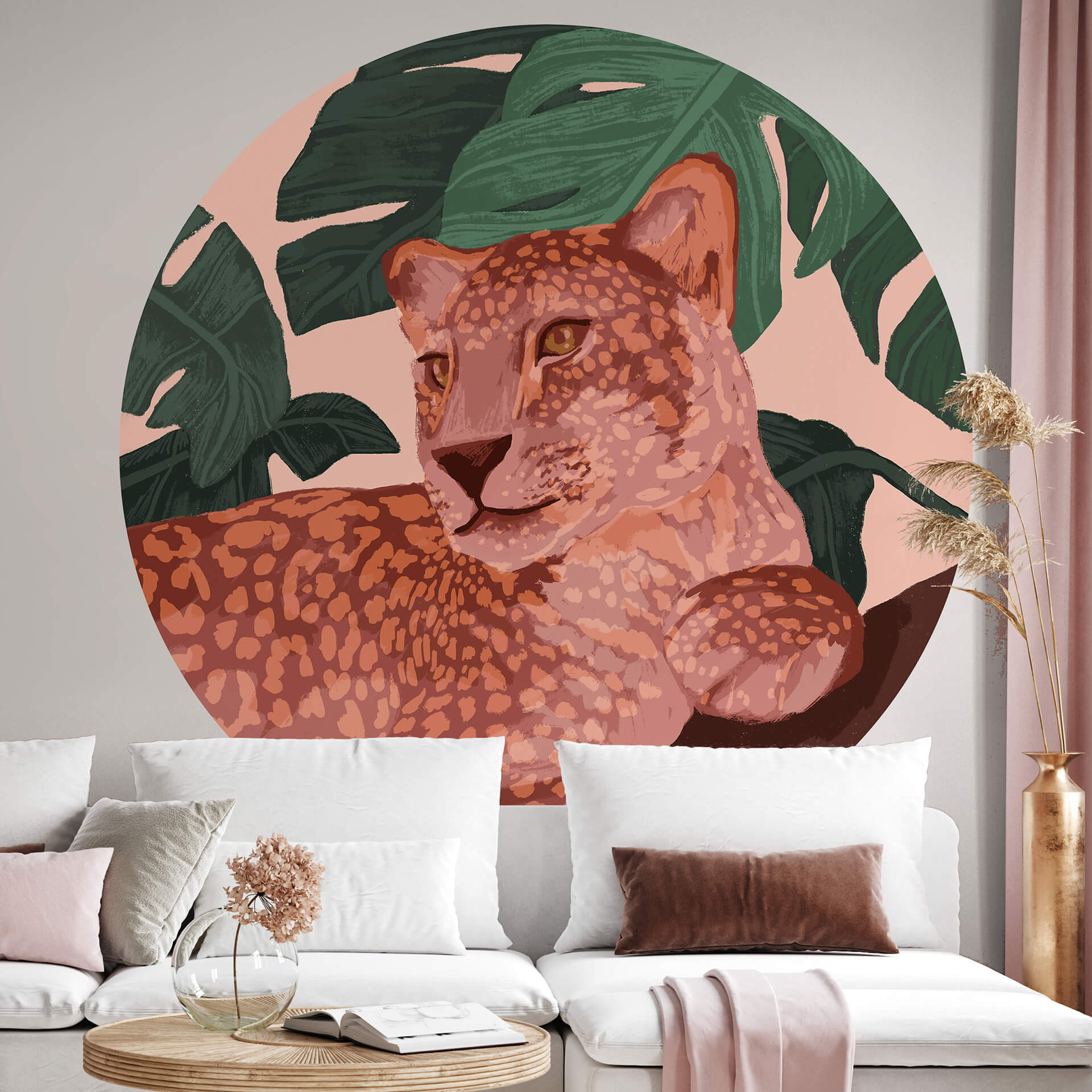 Behangcirkel Goed Blauw - Gouden Panter - vliesbehang/zelfklevend vliesbehang