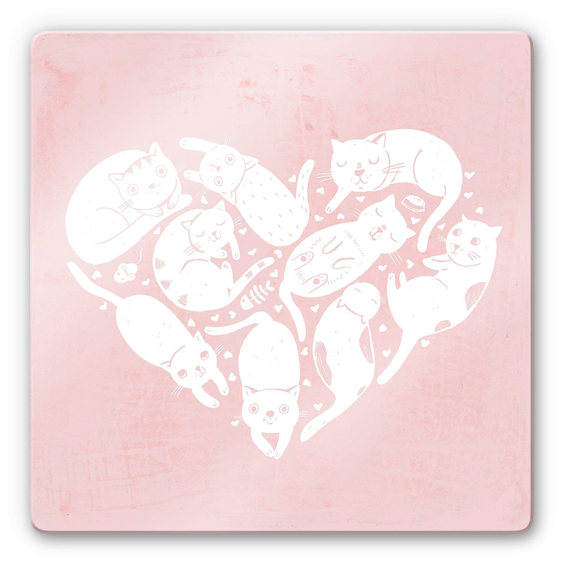 Glasschilderij Loske - Cat Heart
